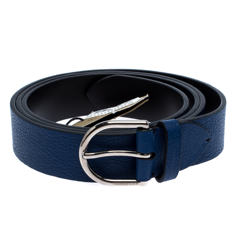 

Burberry Blue Leather Alex Buckle Belt