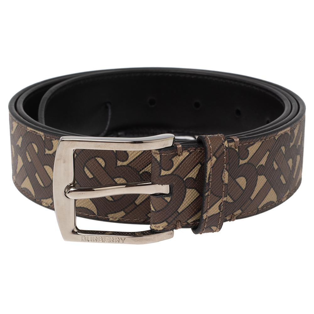 

Burberry Beige/Brown TB-Print Coated Canvas Buckle Belt