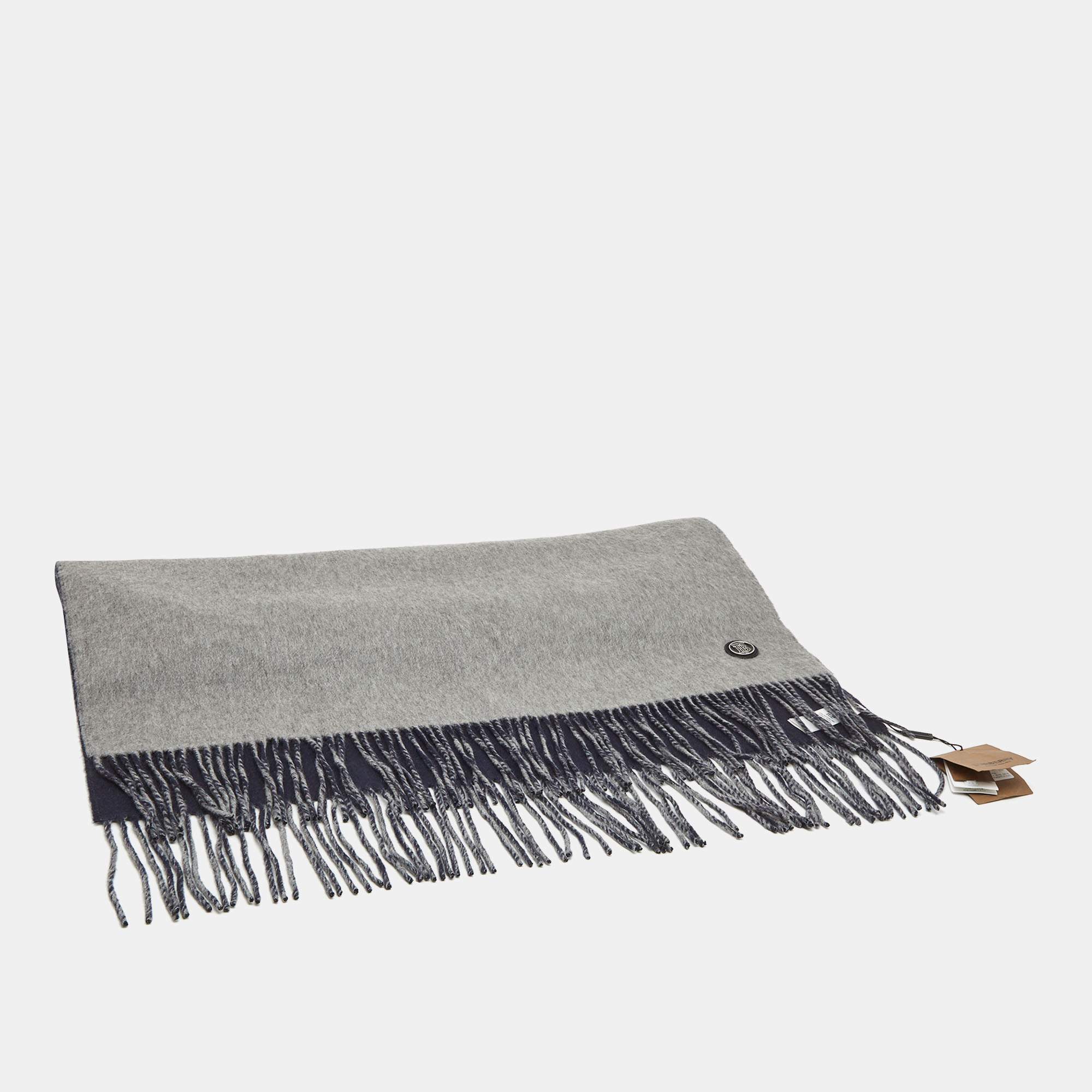 

Burberry Grey & Blue Reversible Brushed Cashmere Scarf