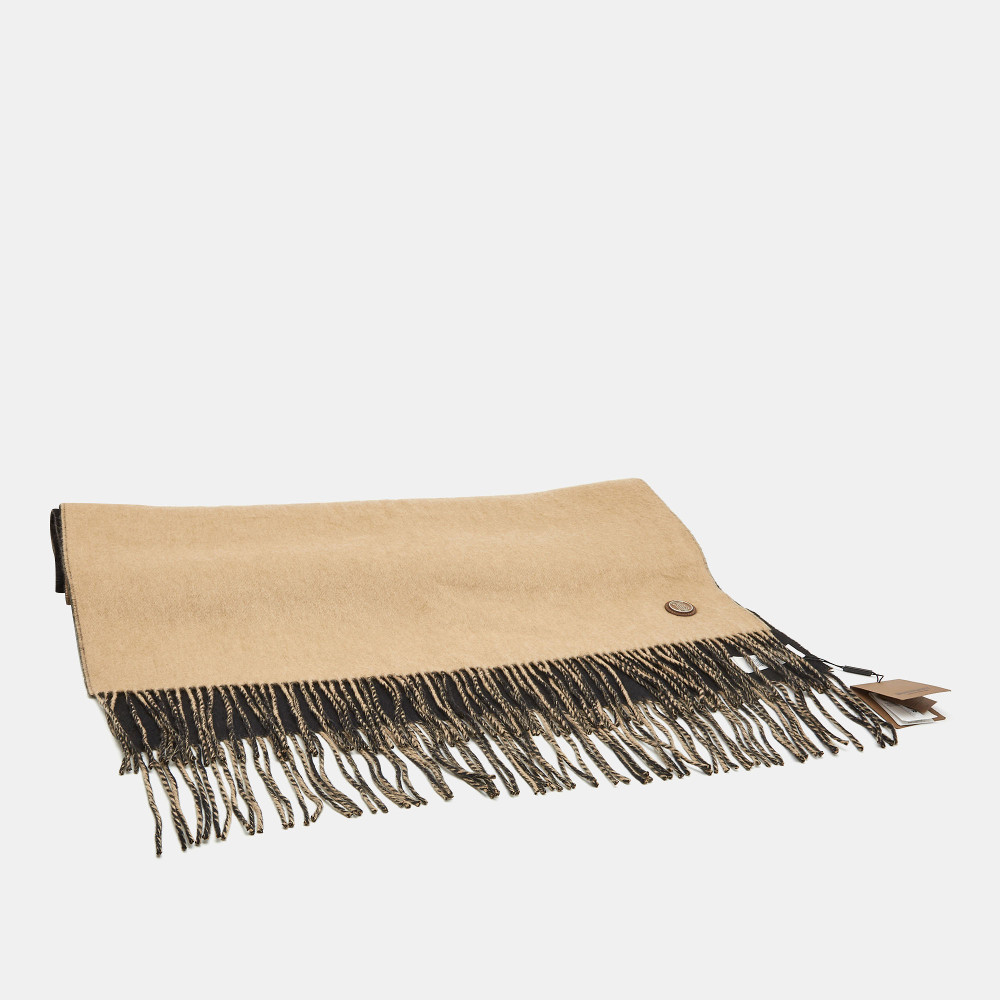 

Burberry Brown & Black Reversible Brushed Cashmere Scarf