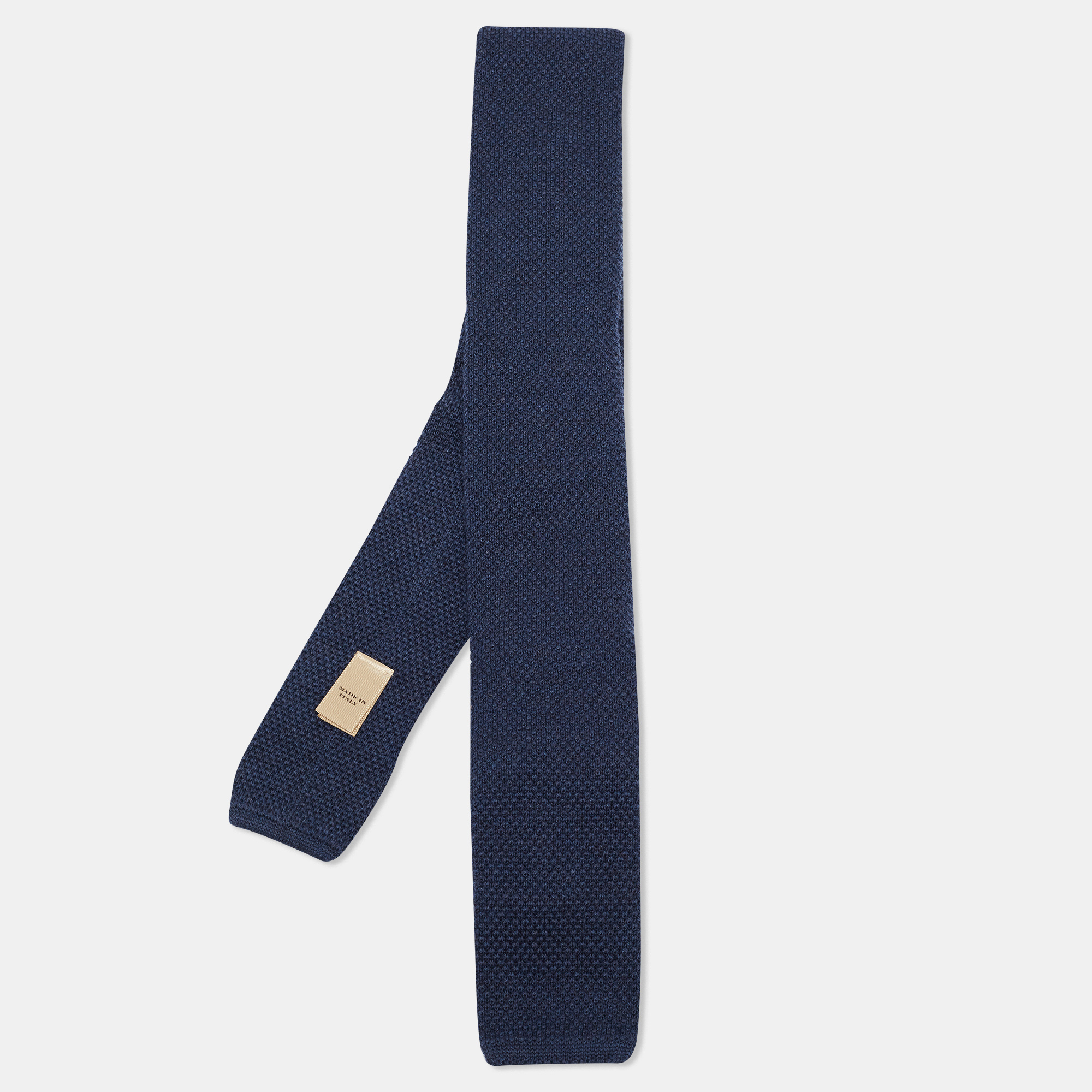 Pre-owned Burberry Navy Blue Kennet Wool Knit Slim Tie