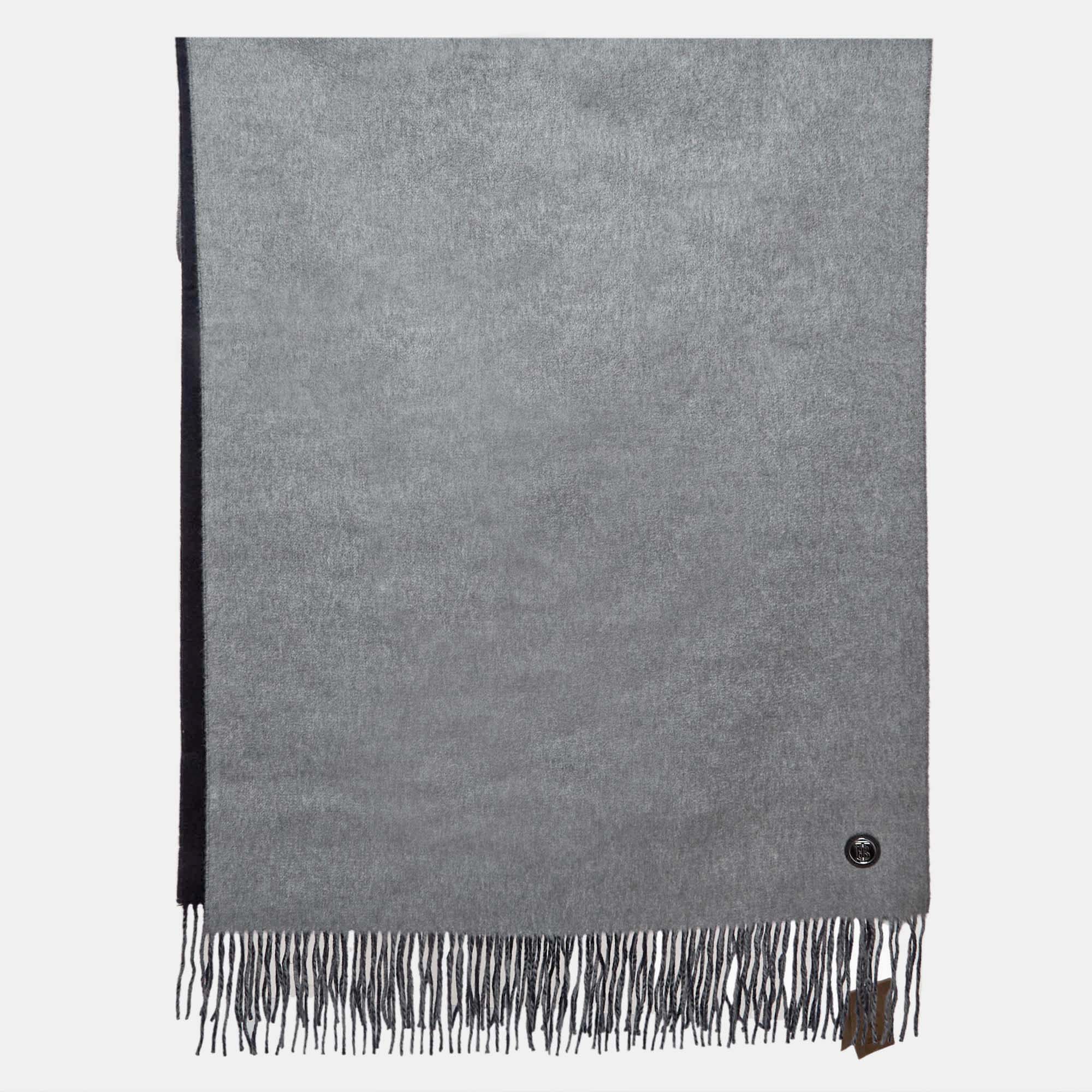

Burberry Grey/Blue Brushed Cashmere Reversible Scarf