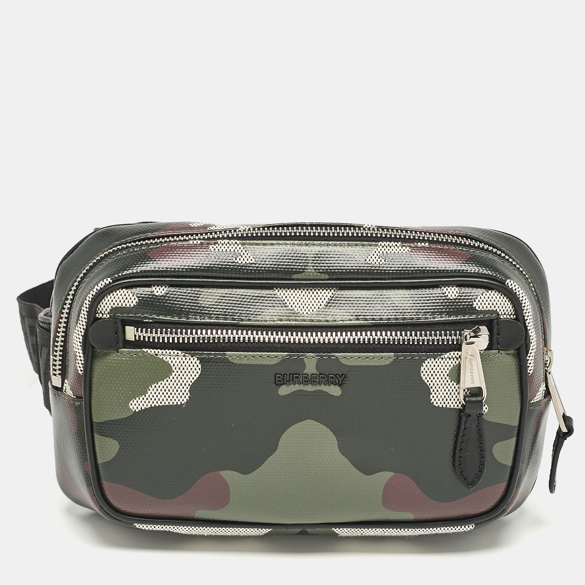 

Burberry Mangrove Green Camo Coated Canvas West Belt Bag