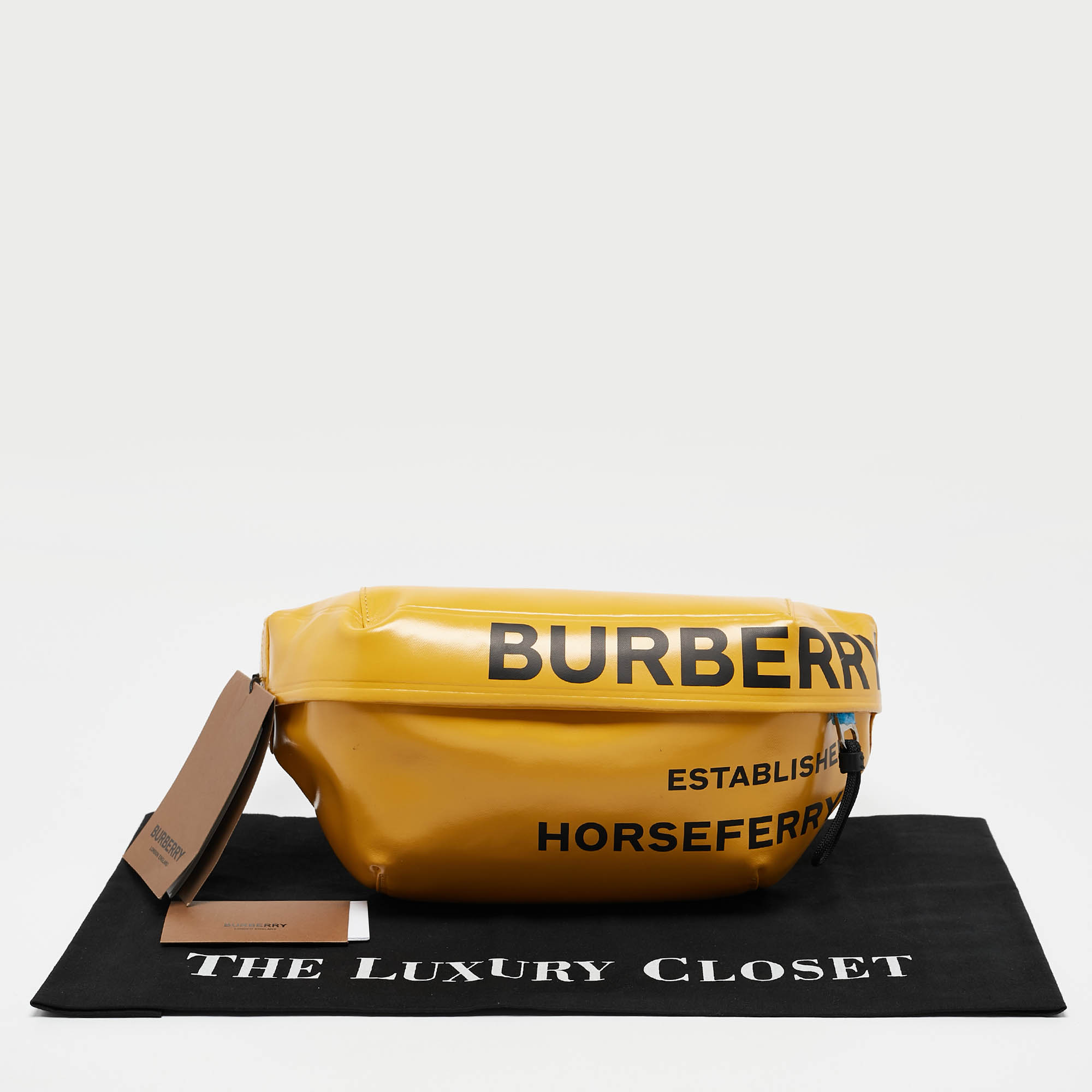 Burberry Yellow Coated Canvas Medium Sonny Bum Bag 10