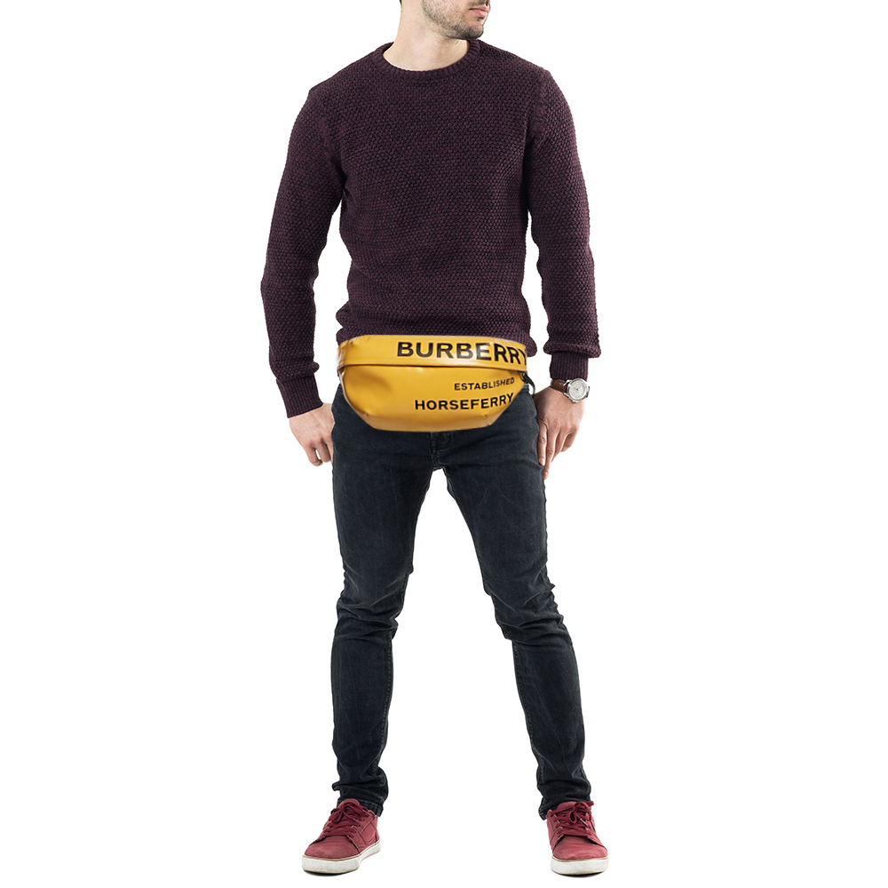 Burberry Yellow Coated Canvas Medium Sonny Bum Bag 2