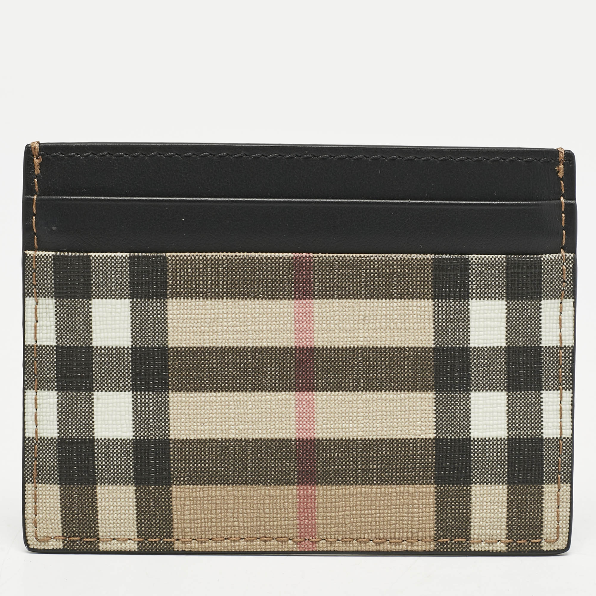 

Burberry Beige House Check Coated Canvas and Leather Card Holder