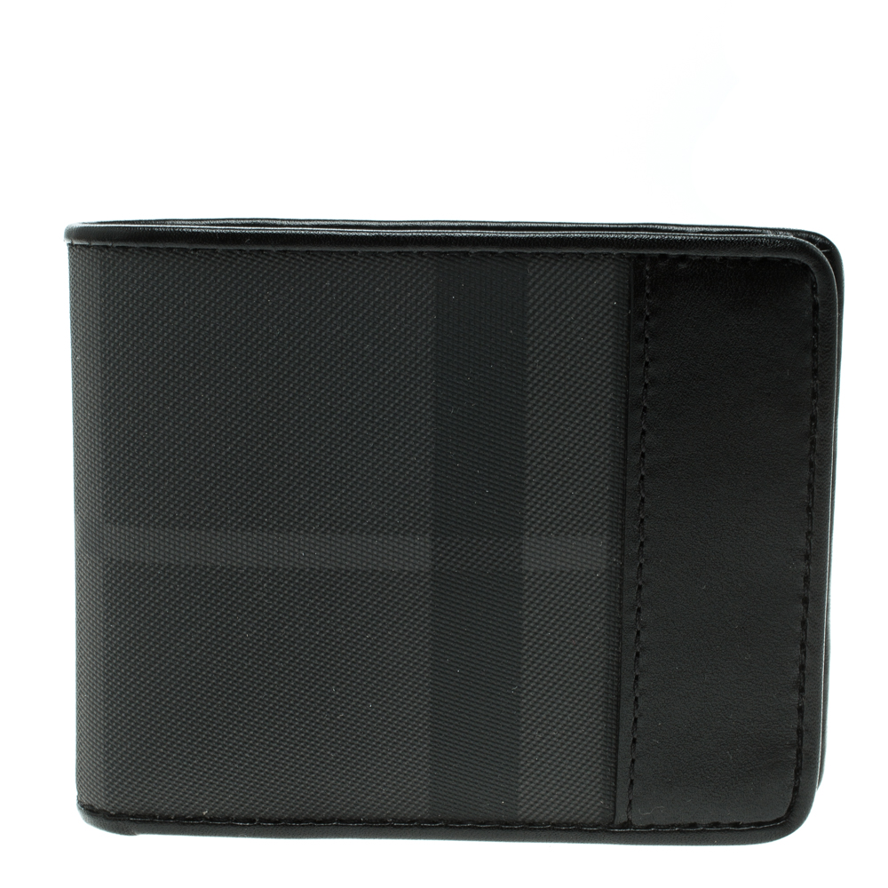 Burberry Black Beat Check Coated Canvas Bifold Wallet Burberry | TLC