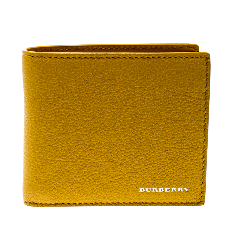 Burberry Yellow Leather Bifold Wallet 