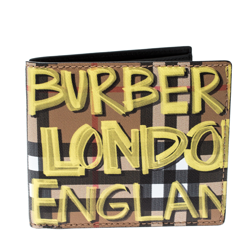 Burberry Multicolor Graffiti Print Vintage Check Coated Canvas Bifold Wallet