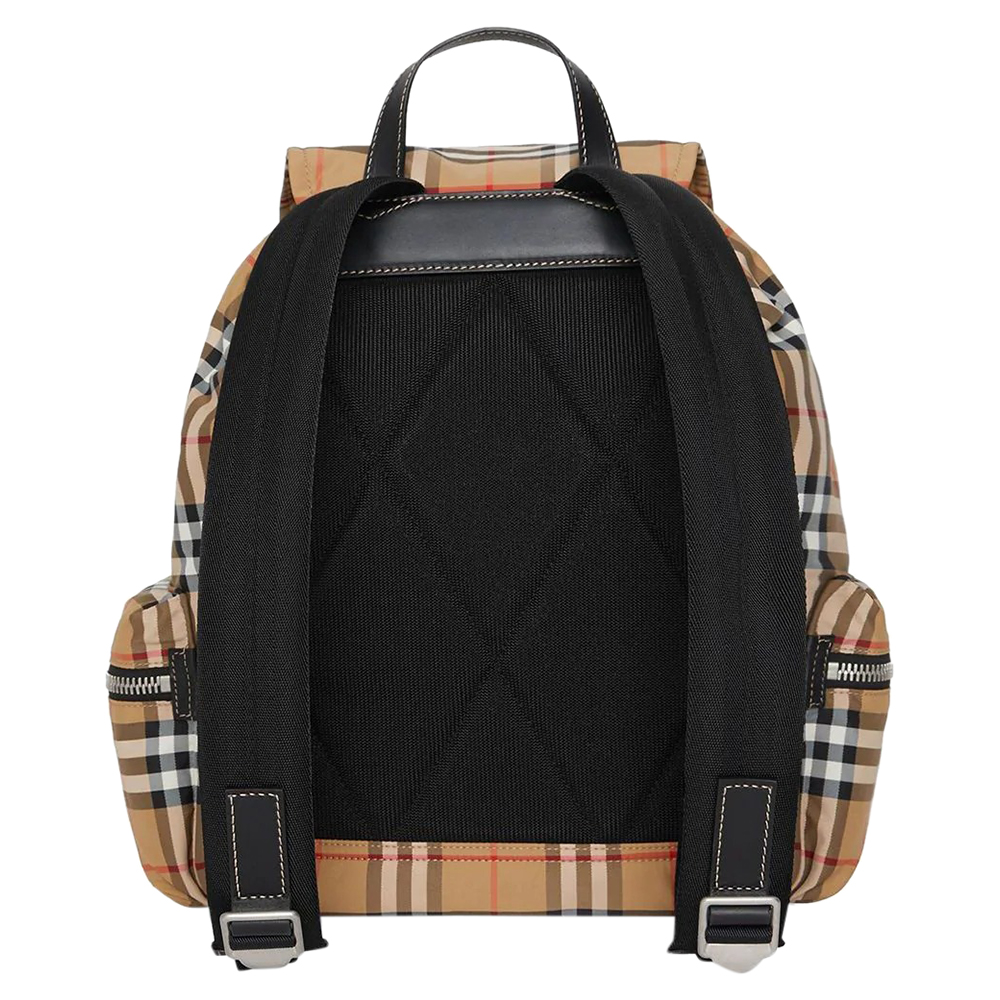 

Burberry Antique Yellow Vintage Check Nylon and Leather Large Backpack
