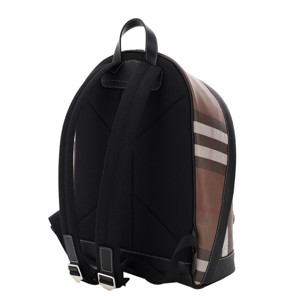 Burberry Dark Brown Check Canvas Backpack