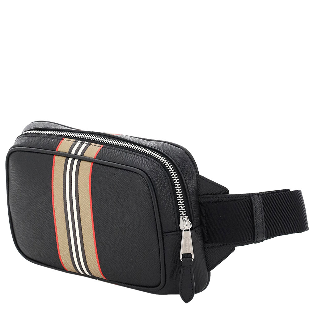 

Burberry Black Leather West Icon Stripe Beltpack
