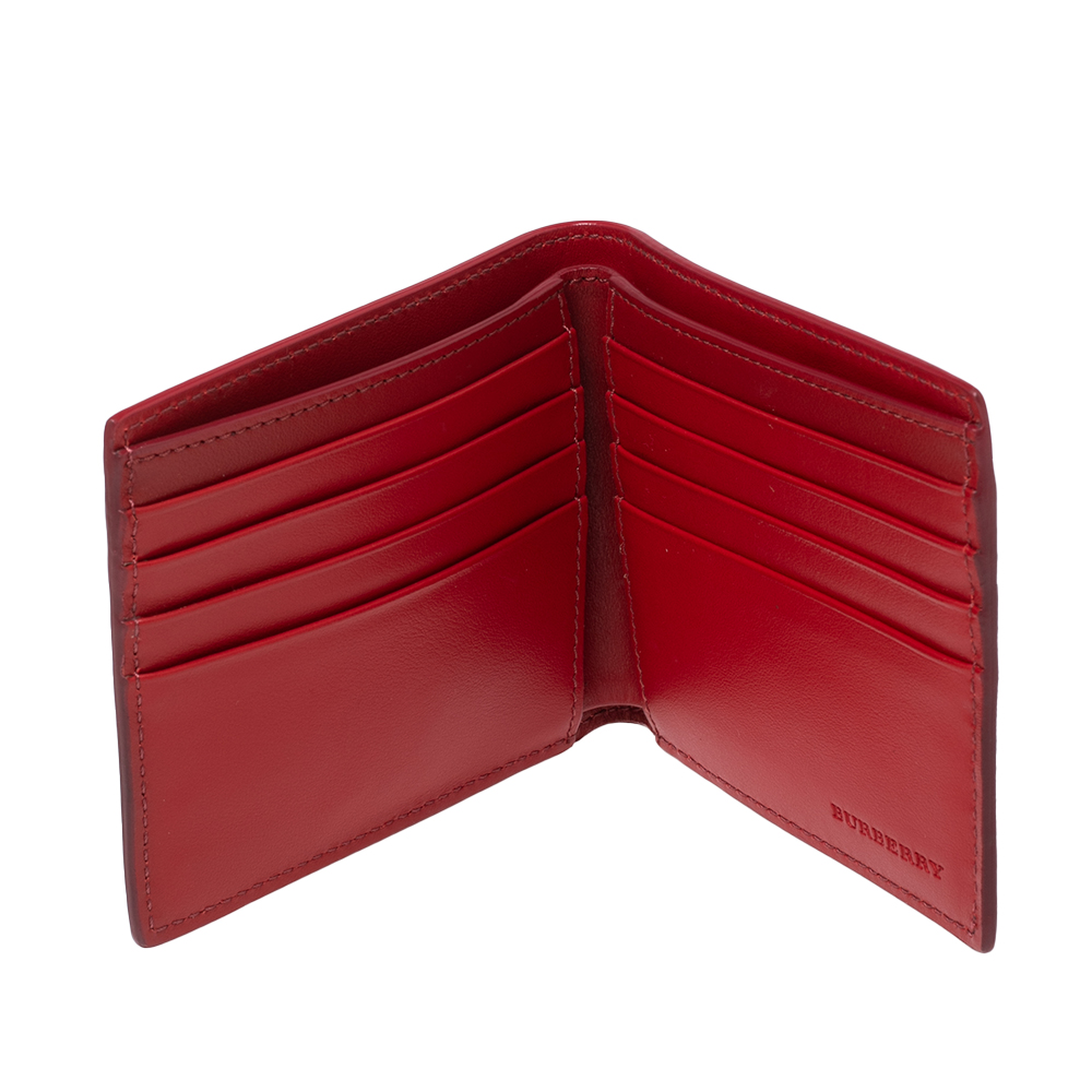 

Burberry Red Perforated Leather Bill Bifold Wallet