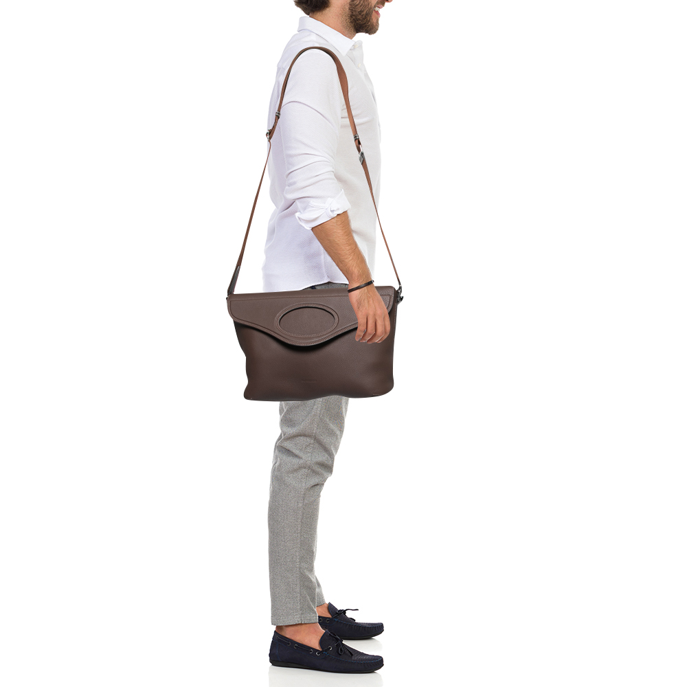 

Burberry Brown Leather Pocket Messenger Bag