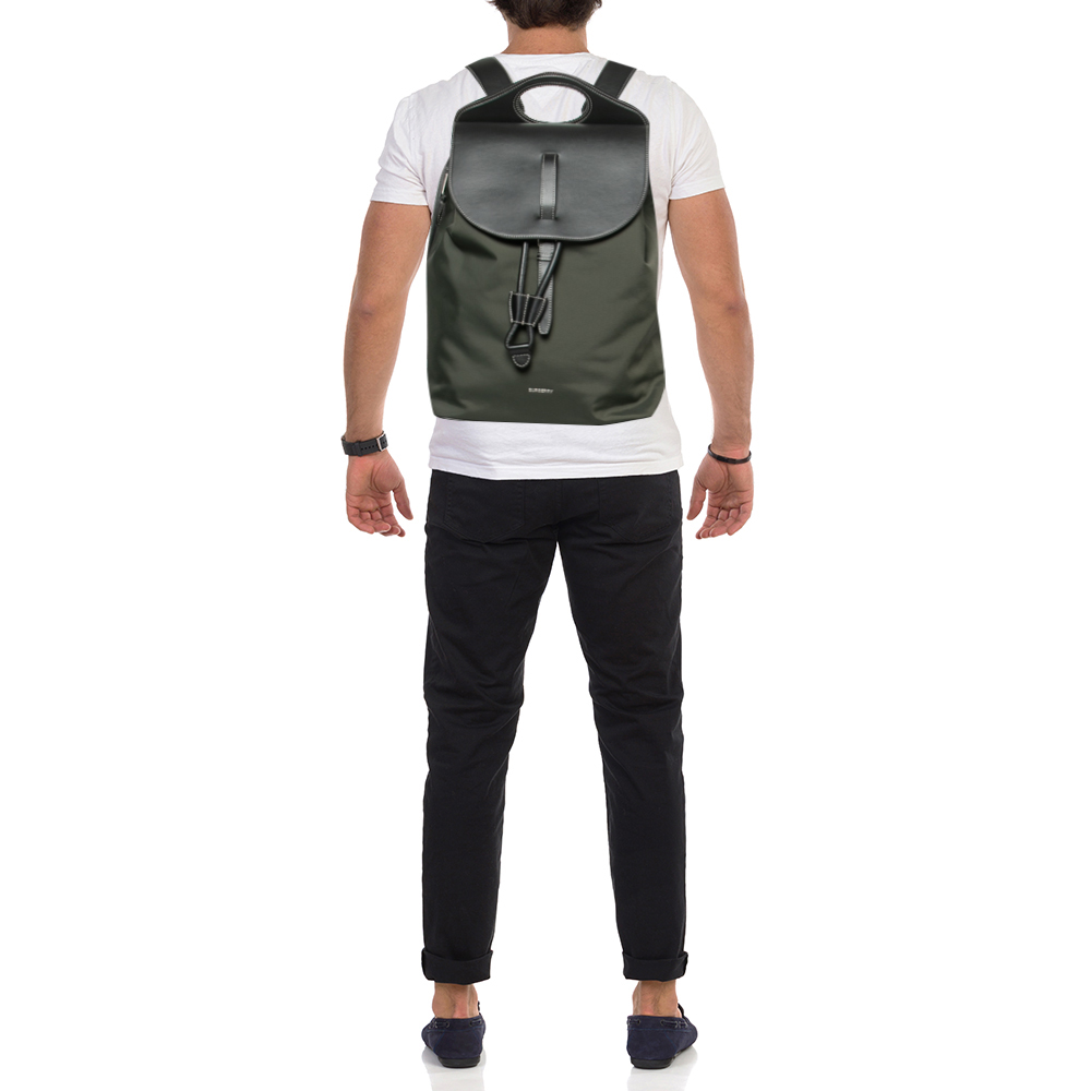 

Burberry Black/Green Leather and Nylon Pocket Backpack