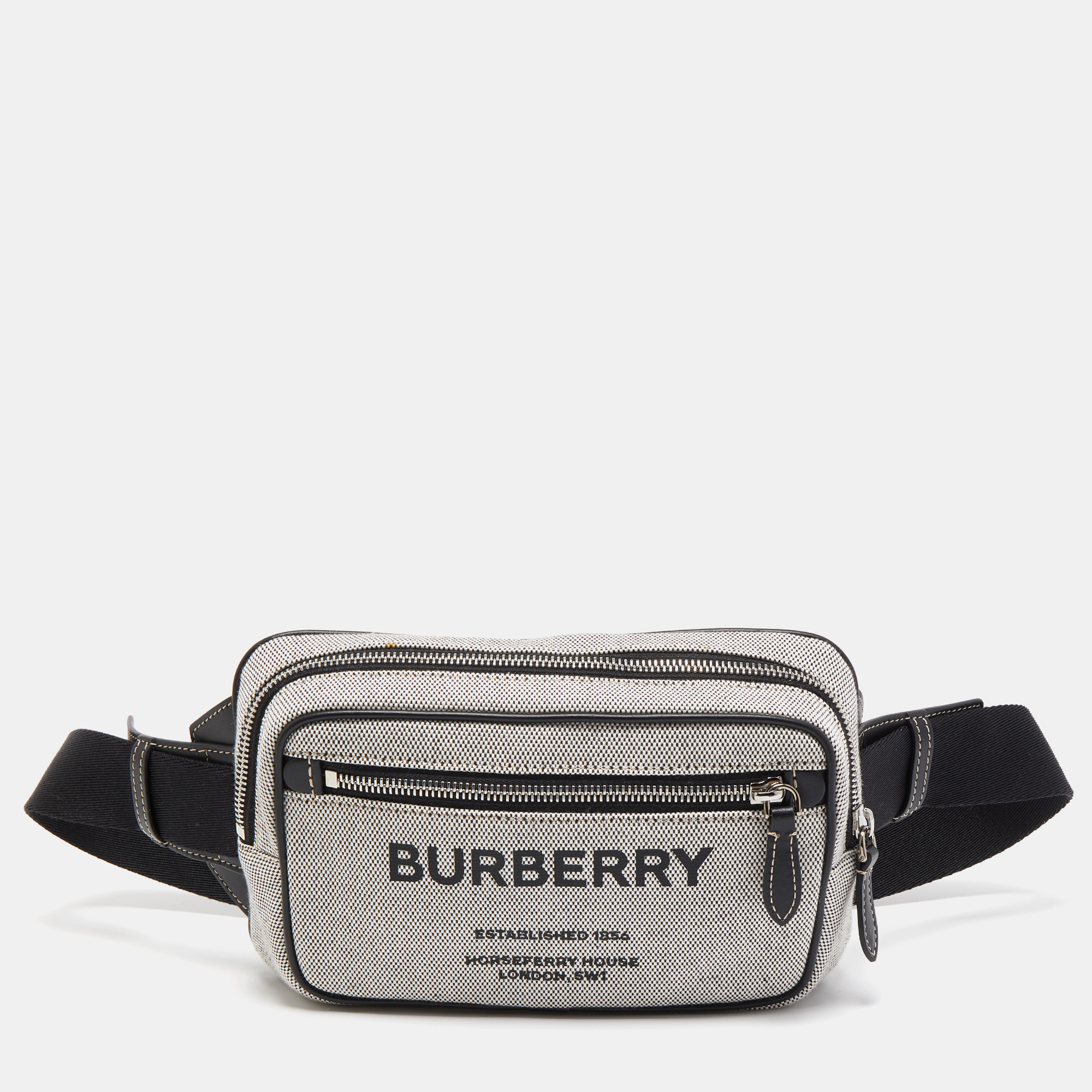 Burberry Grey/Black Canvas and Leather West Belt Bag Burberry | TLC