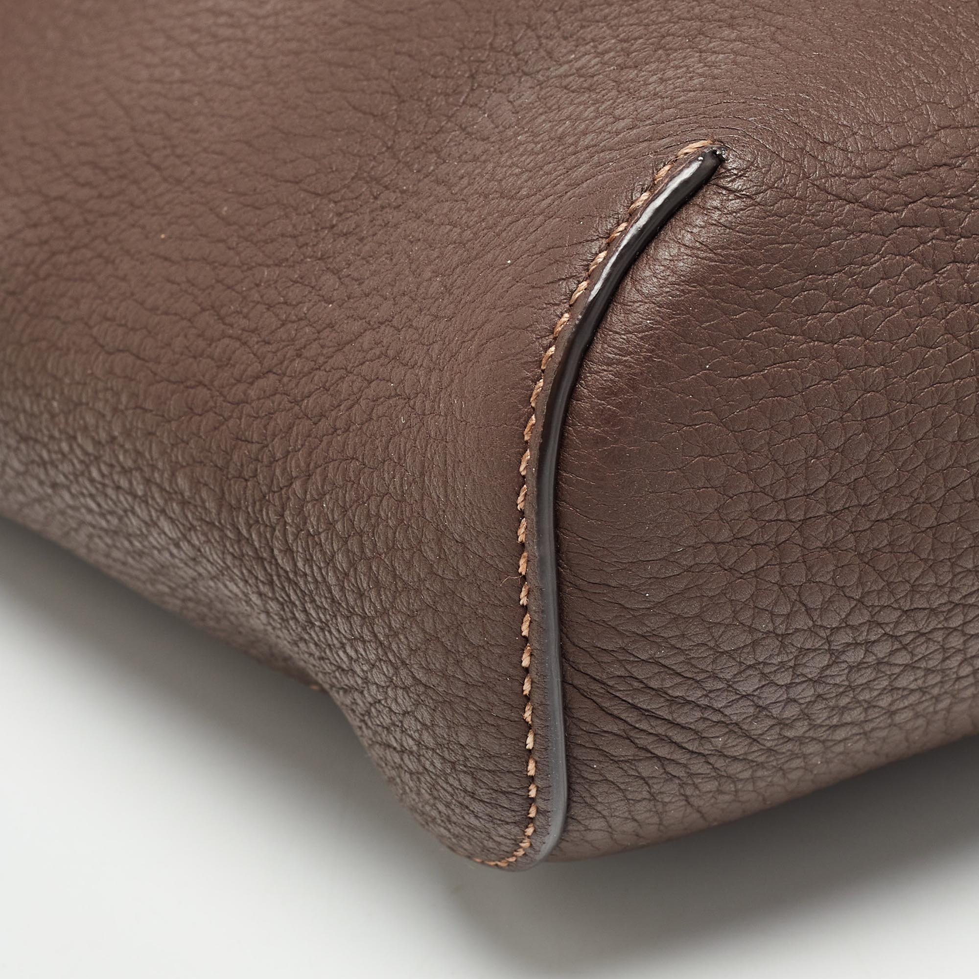 Burberry Dark Brown Leather Large Pocket Messenger Bag 