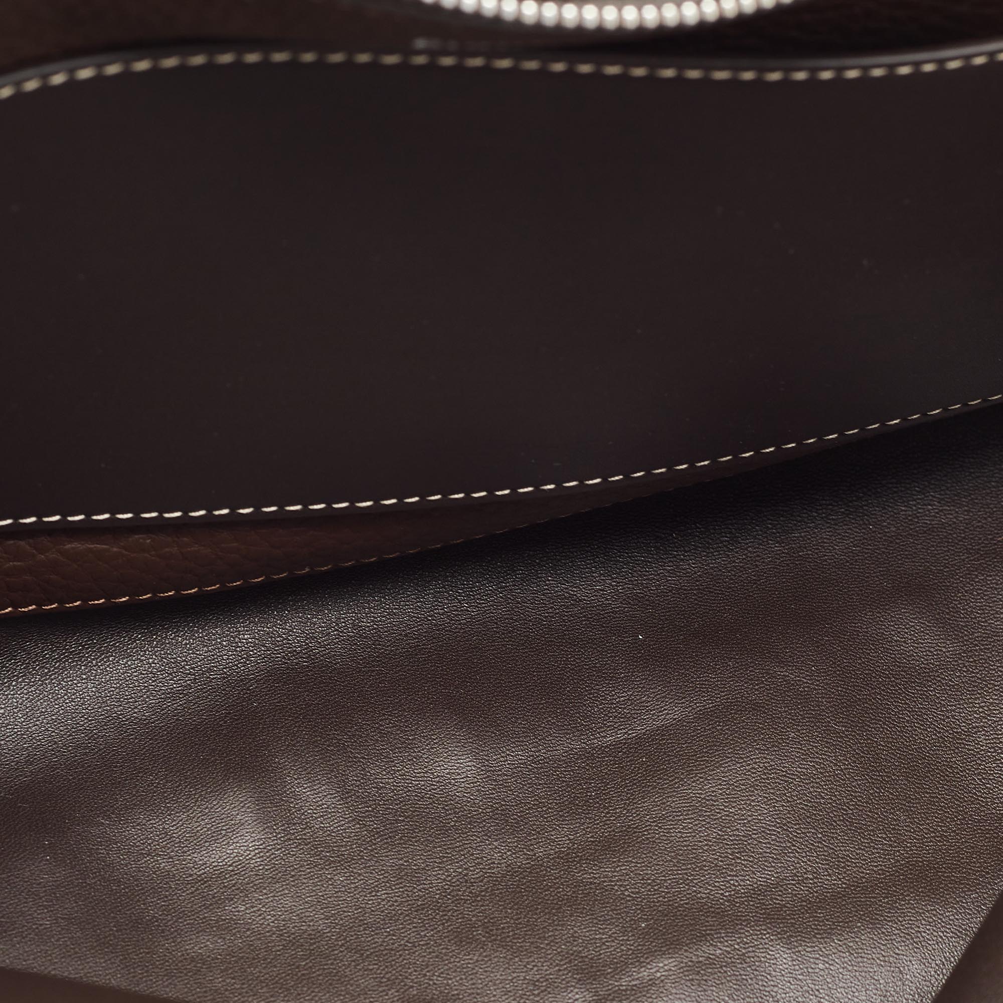 Burberry Dark Brown Leather Large Pocket Messenger Bag 