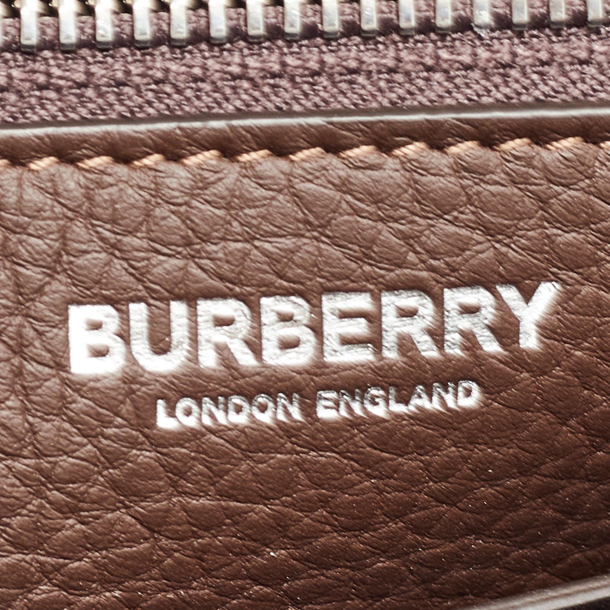 Burberry Dark Brown Leather Large Pocket Messenger Bag 