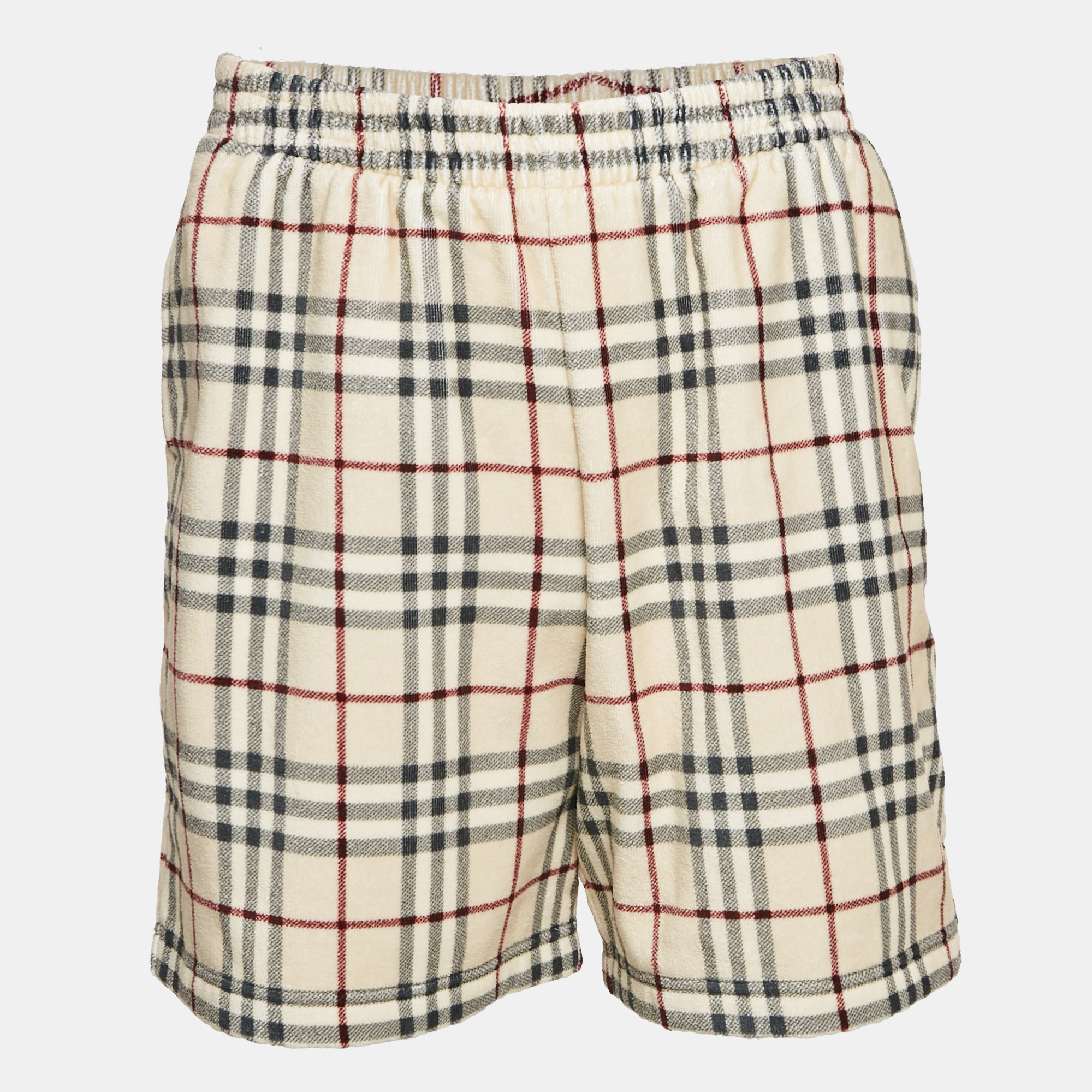 Pre-owned Burberry Brown Debson Checks Terry Cotton Shorts M