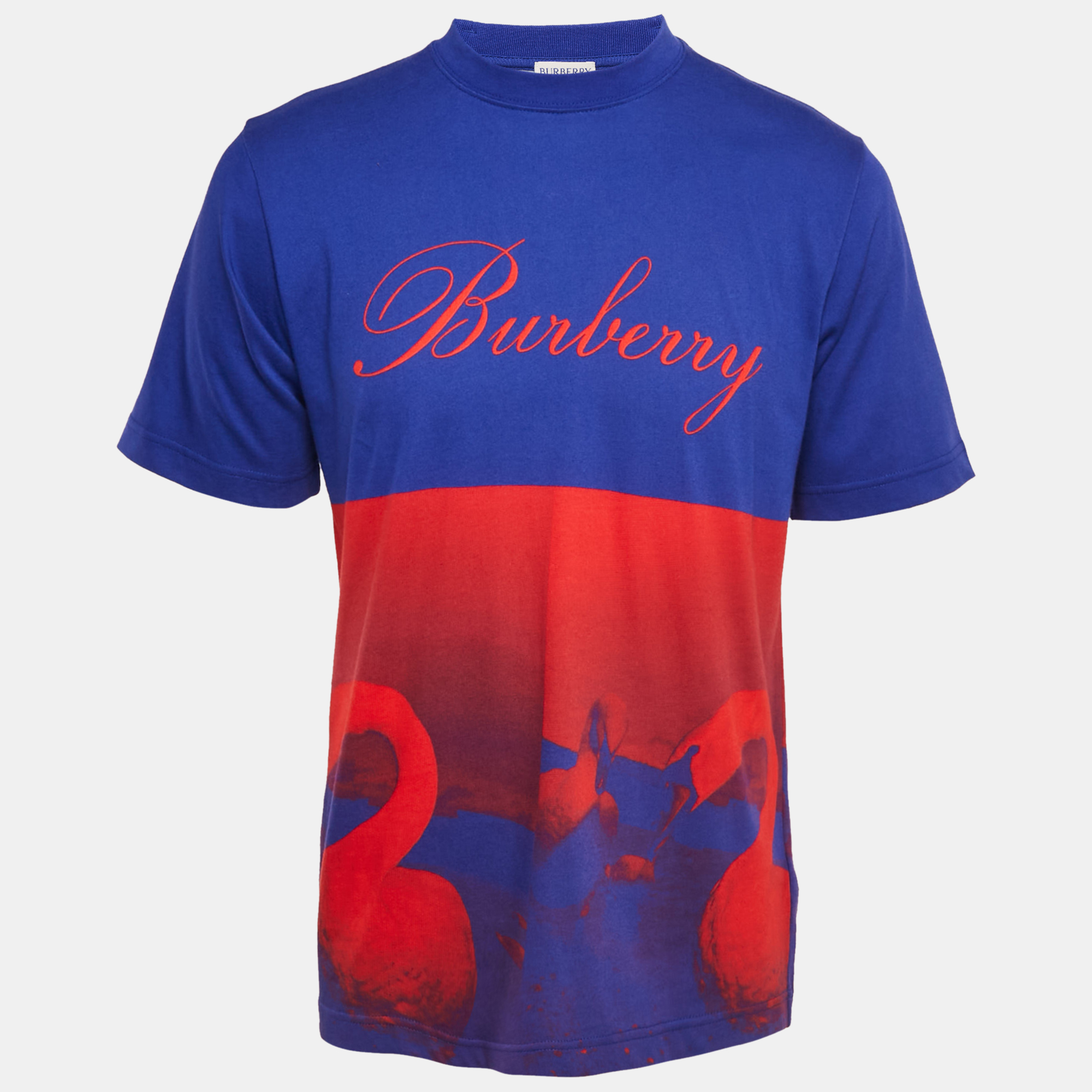 

Burberry Blue Swan Print Cotton Crew Neck T-Shirt S