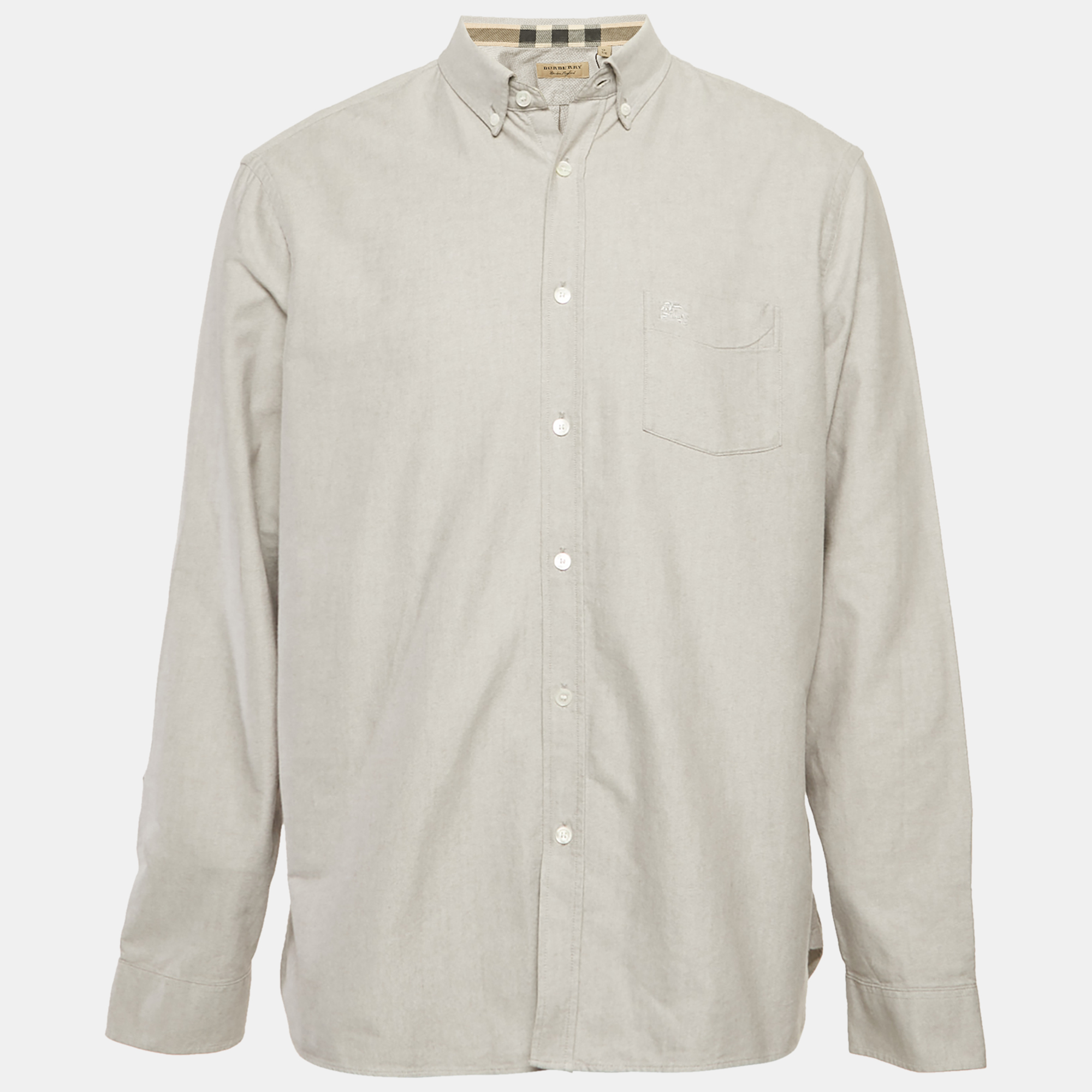 

Burberry Grey Cotton Button Front Shirt XXL