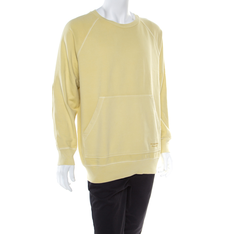

Burberry Pale Yellow Pigment Overdyed Kangaroo Pocket Leeford Sweatshirt