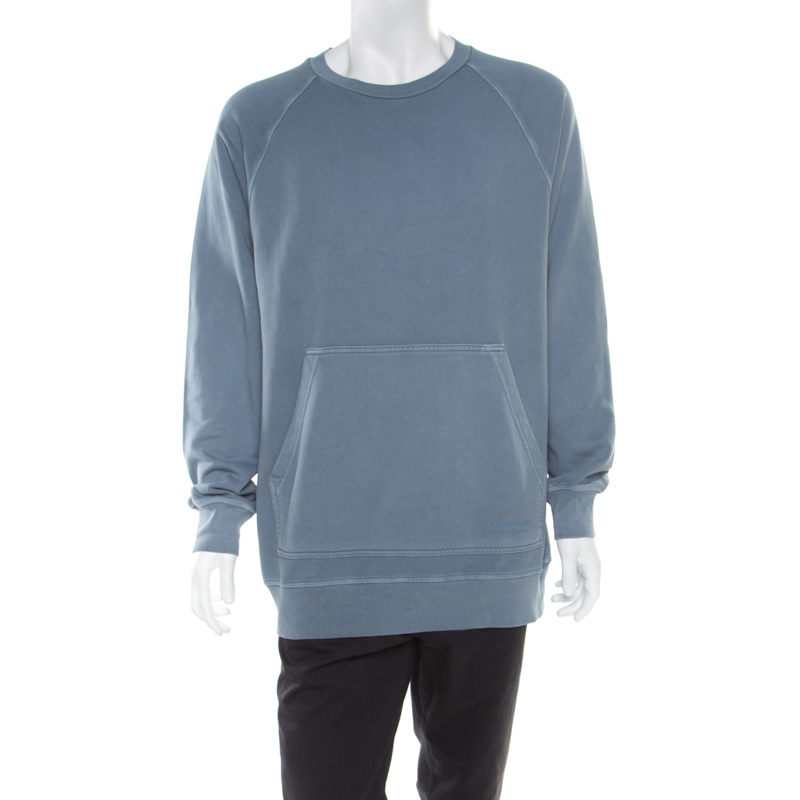 Pre Owned سويت شيرت بربري ليفورد بجيب كنغر صبغة أزرق هادئ L