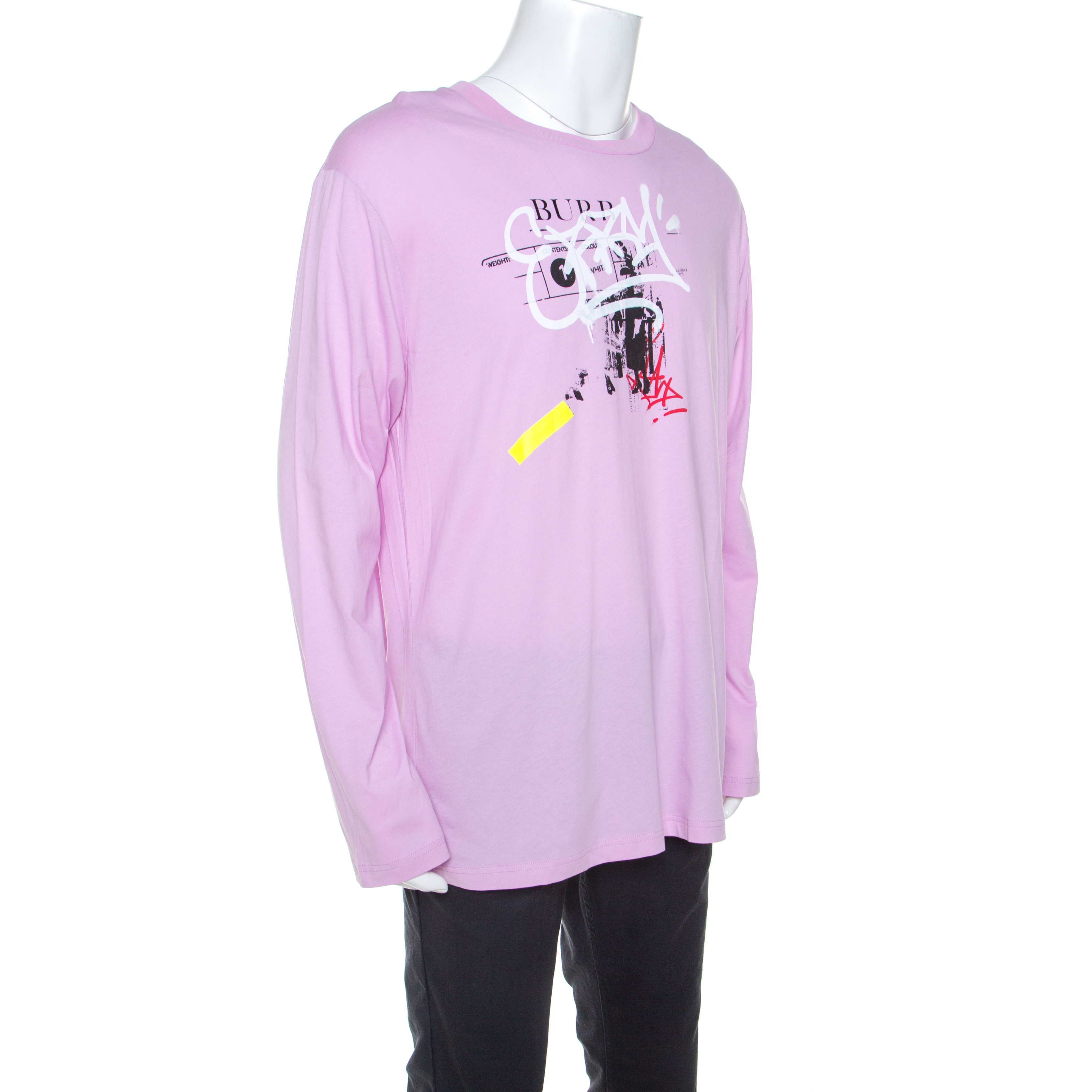 

Burberry Light Pink Printed Jersey Long Sleeve Cordan T-Shirt