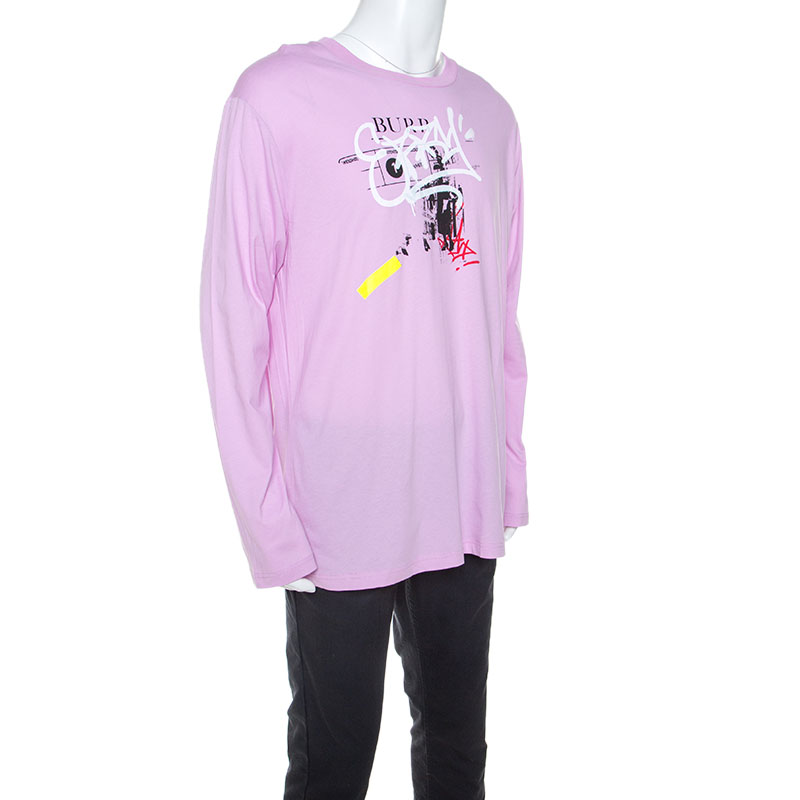 

Burberry Light Pink Printed Jersey Long Sleeve Cordan T-Shirt