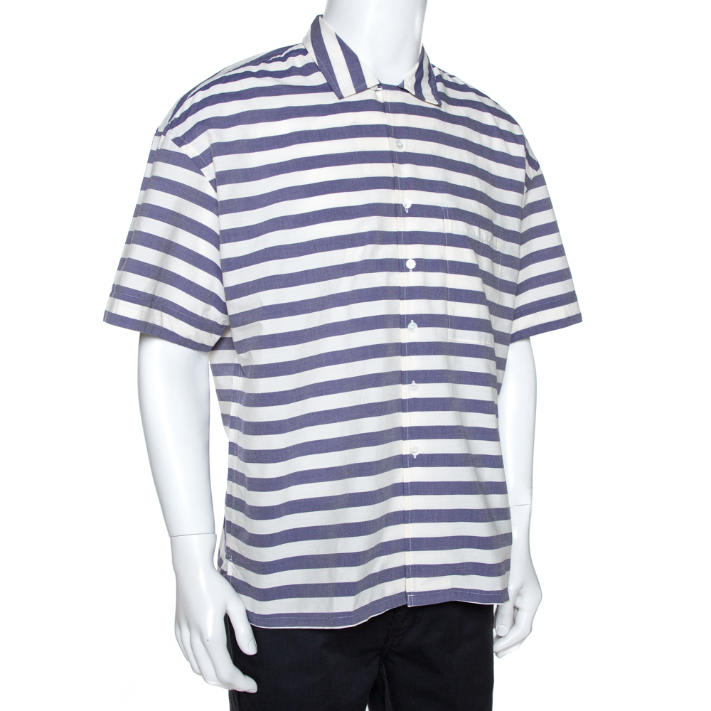 

Burberry Blue & White Striped Cotton Harley Short Sleeve Shirt