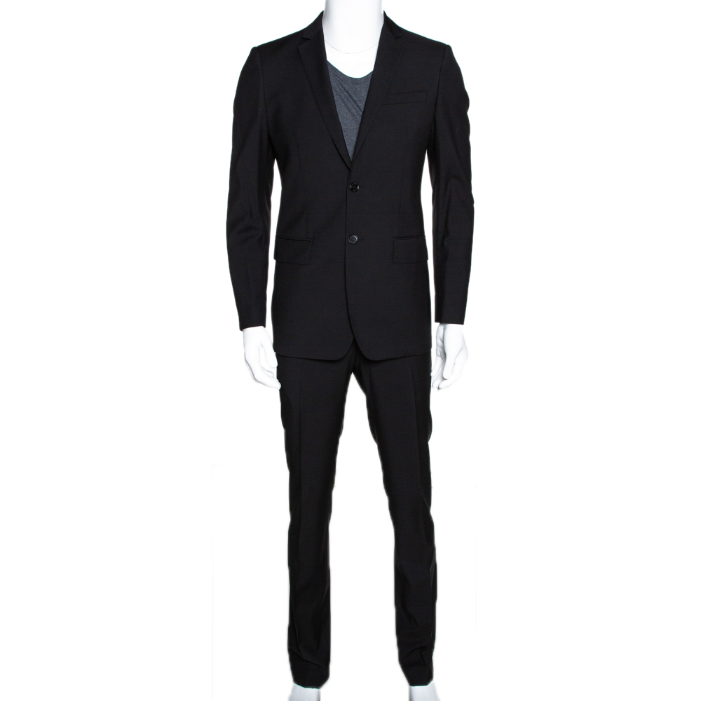 Pre Owned Burberry Black Wool Contemporary Fit Milbury Suit S