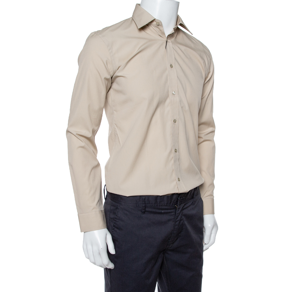 

Burberry Stone Stretch Cotton Long Sleeve Shirt, Brown