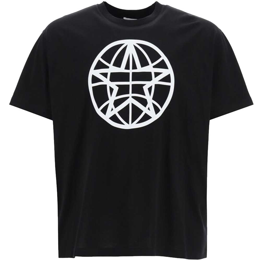 Pre-owned Burberry Black Globe Graphic Cotton Oversized T-shirt Size Xs