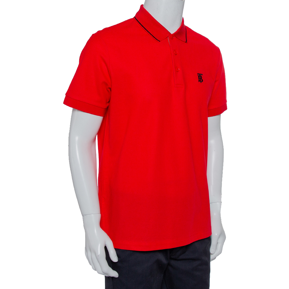 

Burberry Red Honeycomb Knit Polo T-Shirt