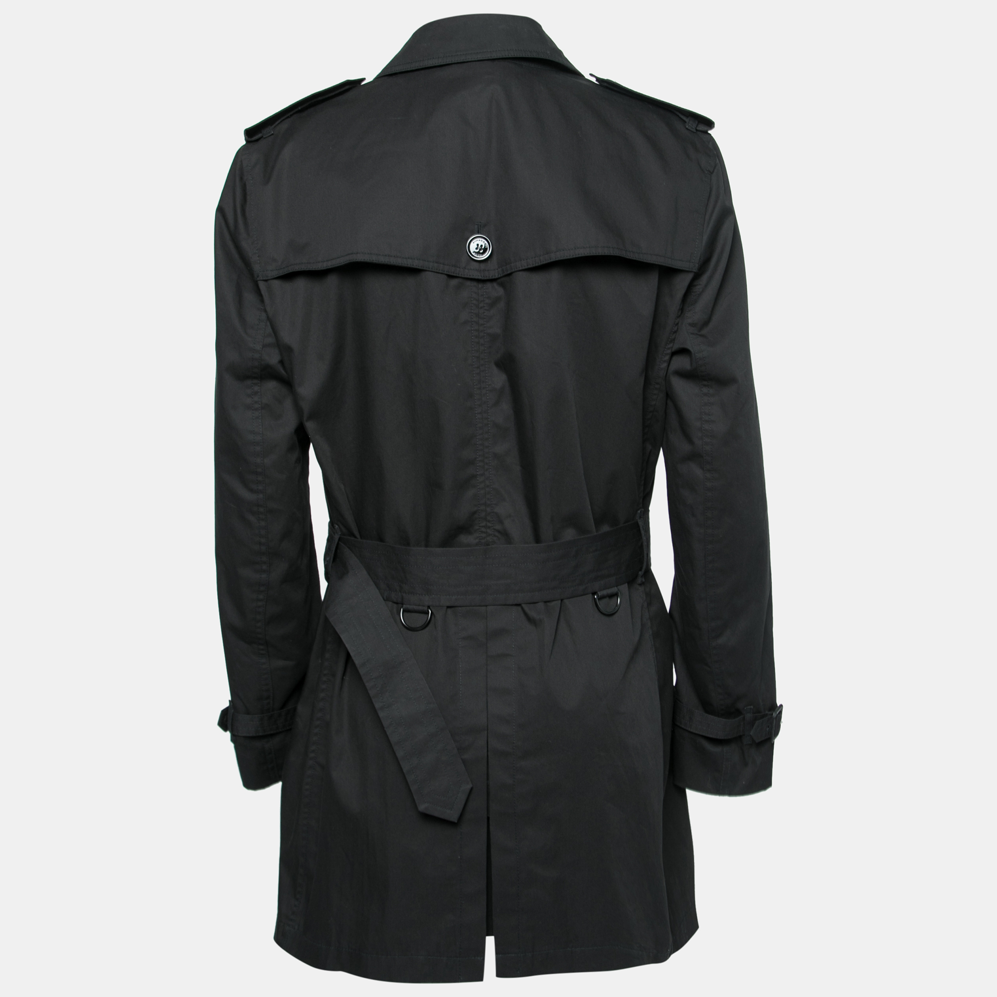 

Burberry Brit Black Cotton Double Breasted Belted Lightweight Trench Coat