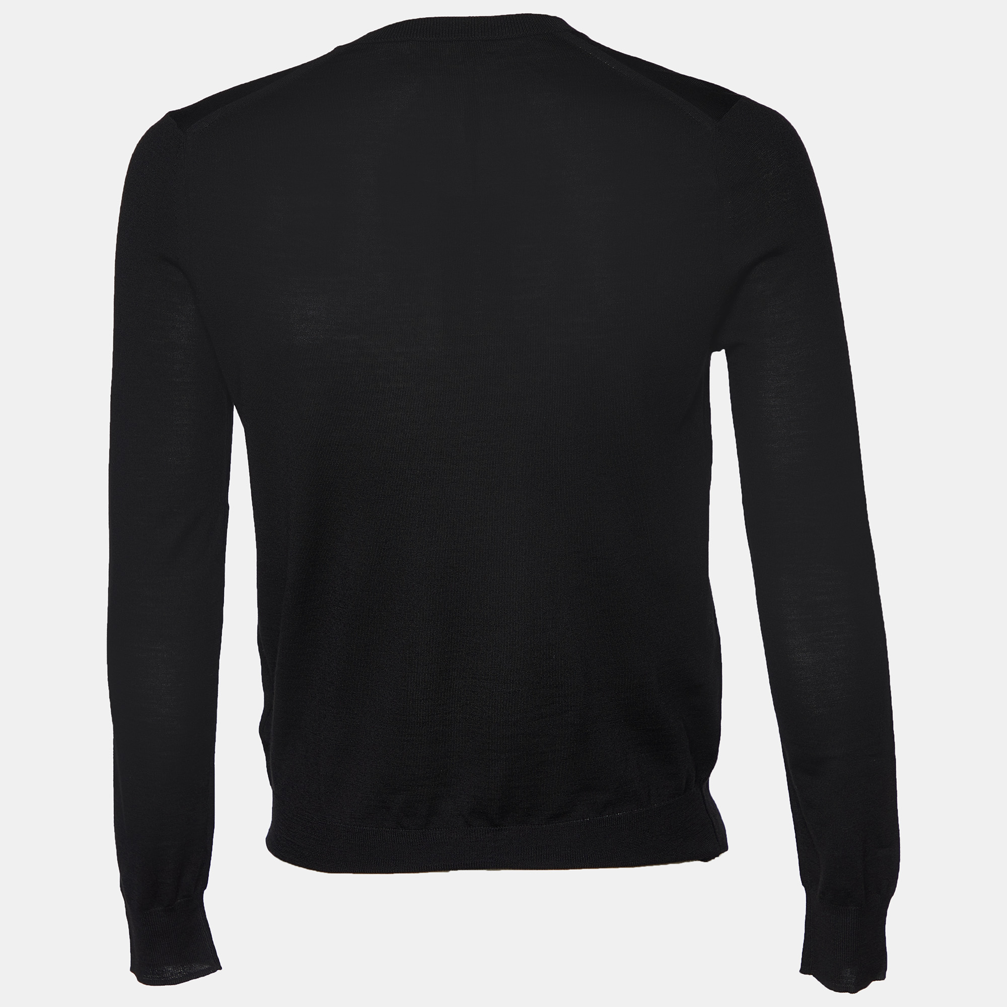 

Burberry Black Merino Wool V-Neck Sweater