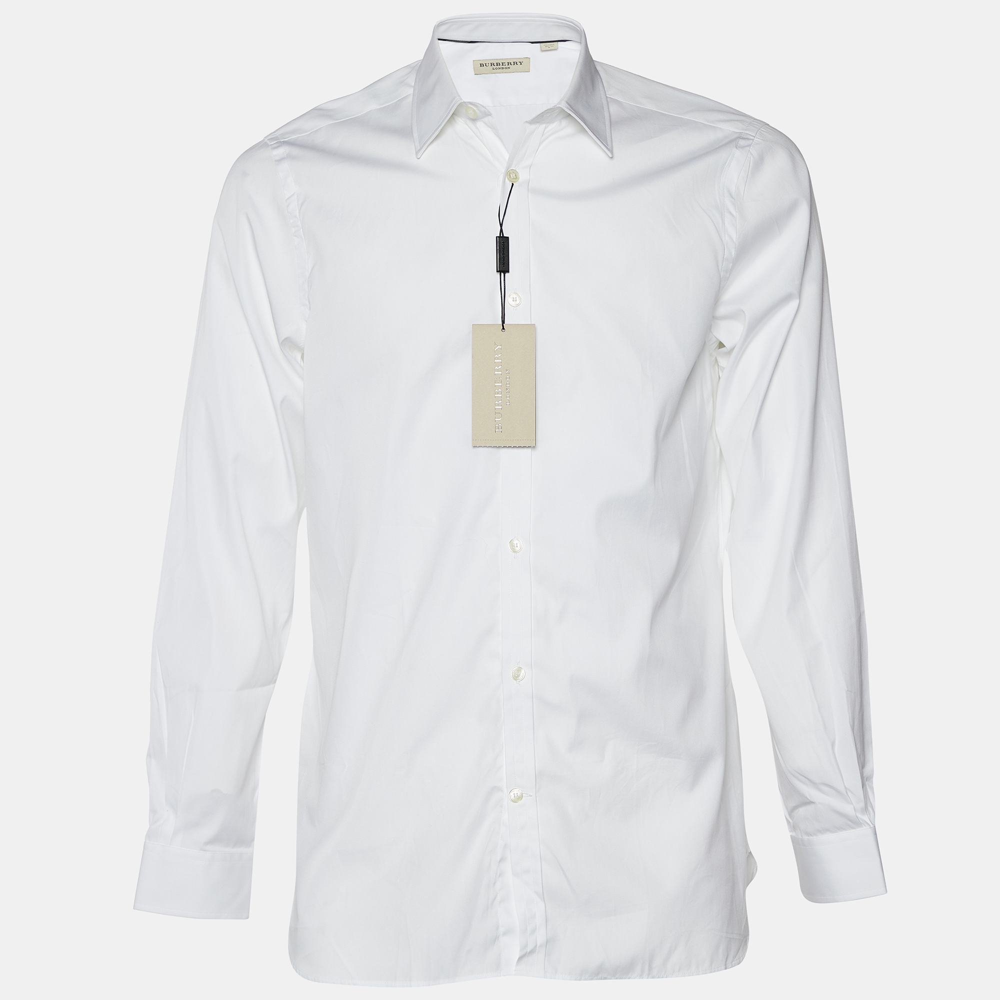Pre-owned Burberry White Cotton Button Front Shirt M