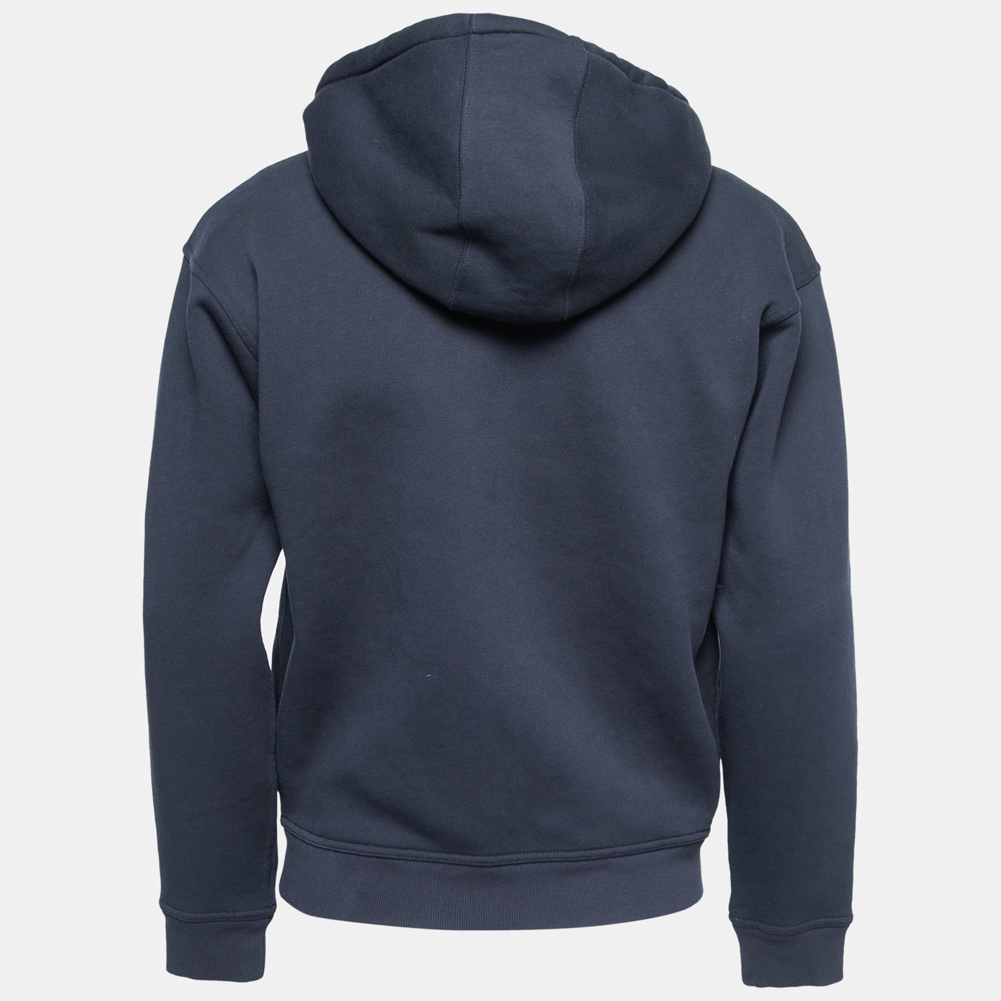 

Burberry Navy Blue Cotton Logo Embroidered Zip Up Hoodie