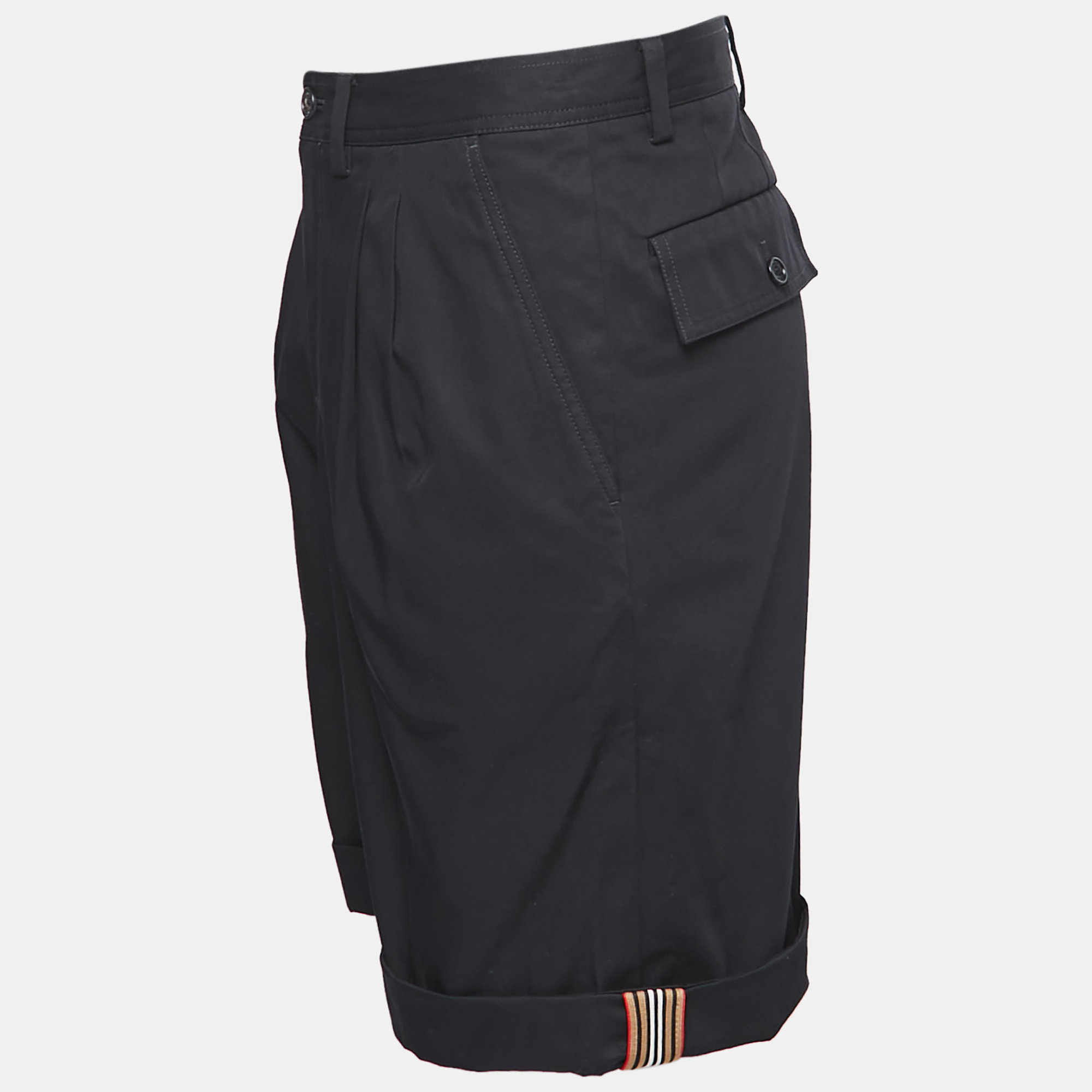 

Burberry Black Cotton Stripe Detail Dan Shorts