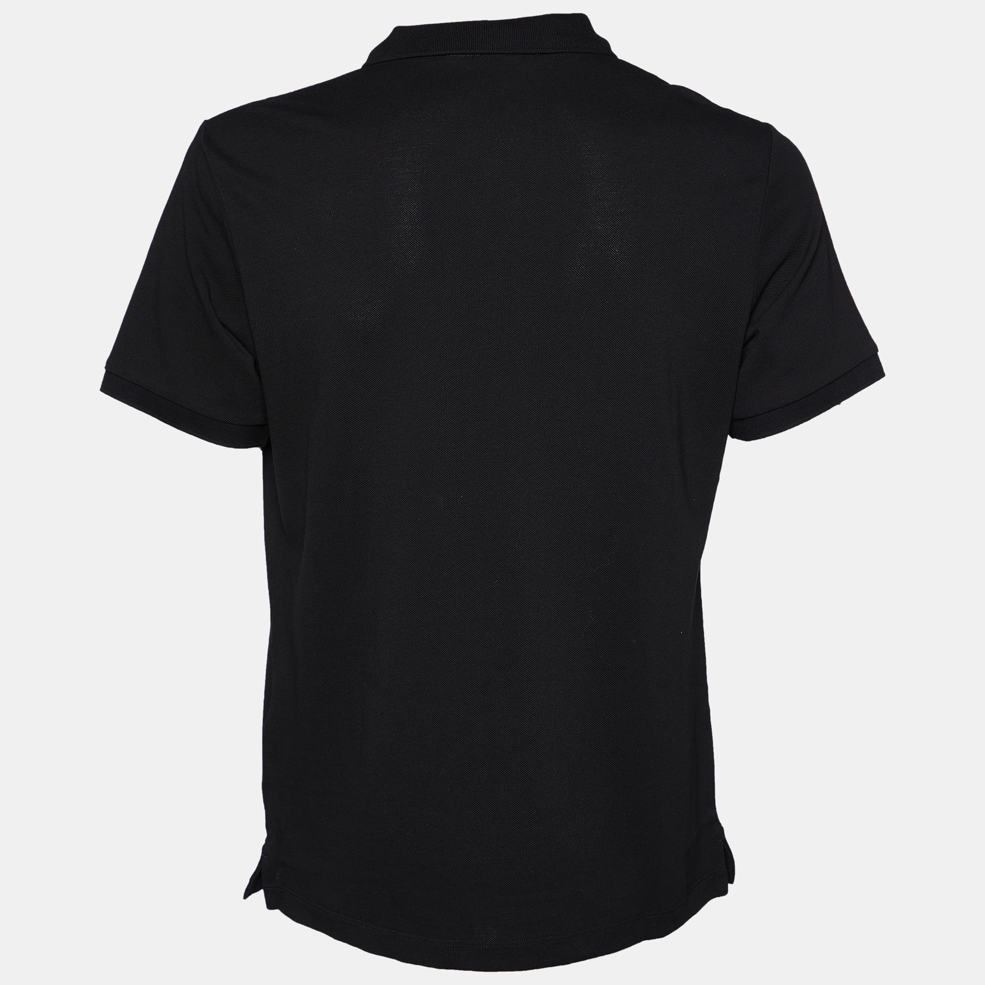 

Burberry Black Cotton Pique Logo Embroidered Polo T-Shirt
