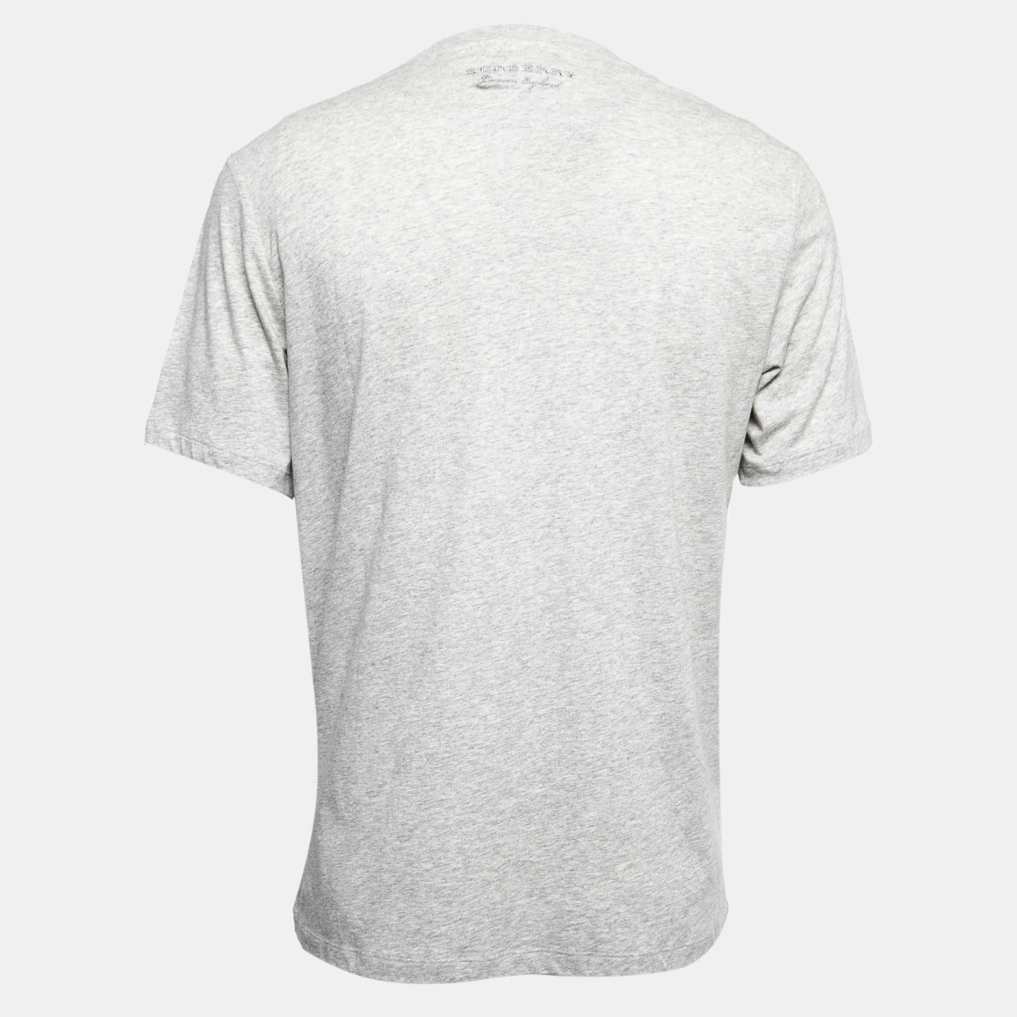 

Burberry Grey Embroidered Cotton Crew Neck Half Sleeve T-Shirt