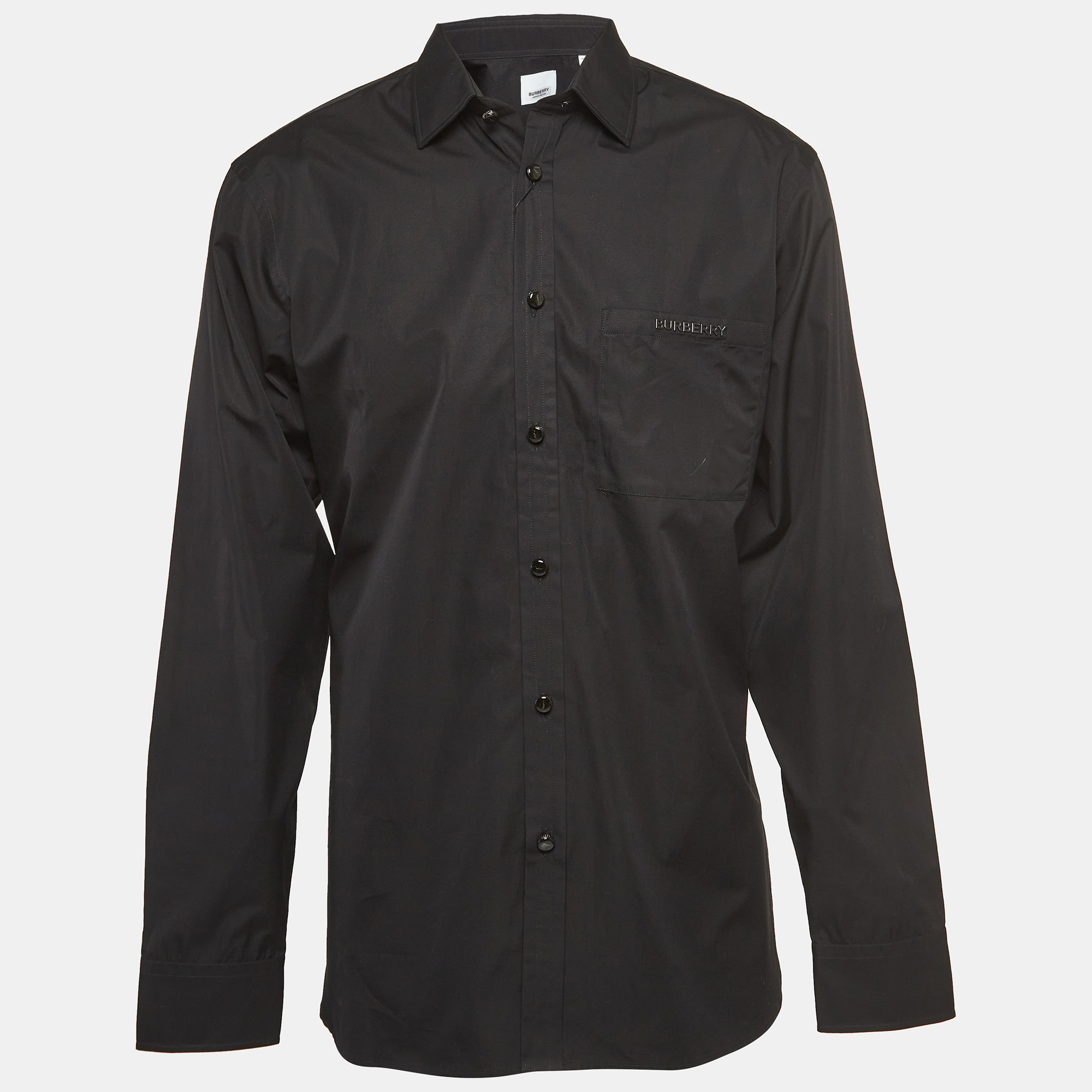 Pre Owned Burberry Black Cotton Filmore Long Sleeve Shirt 2XL