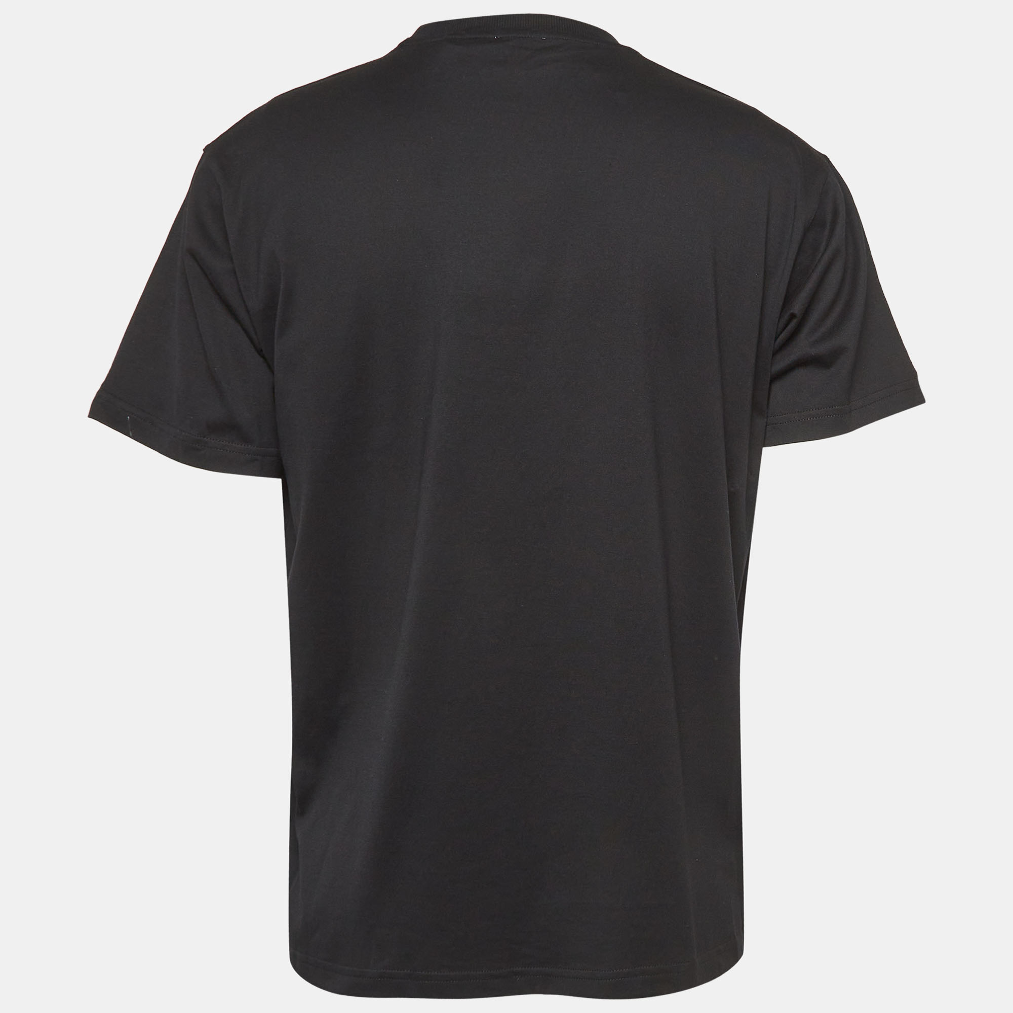 

Burberry Black Logo Applique Cotton Crew Neck T-Shirt