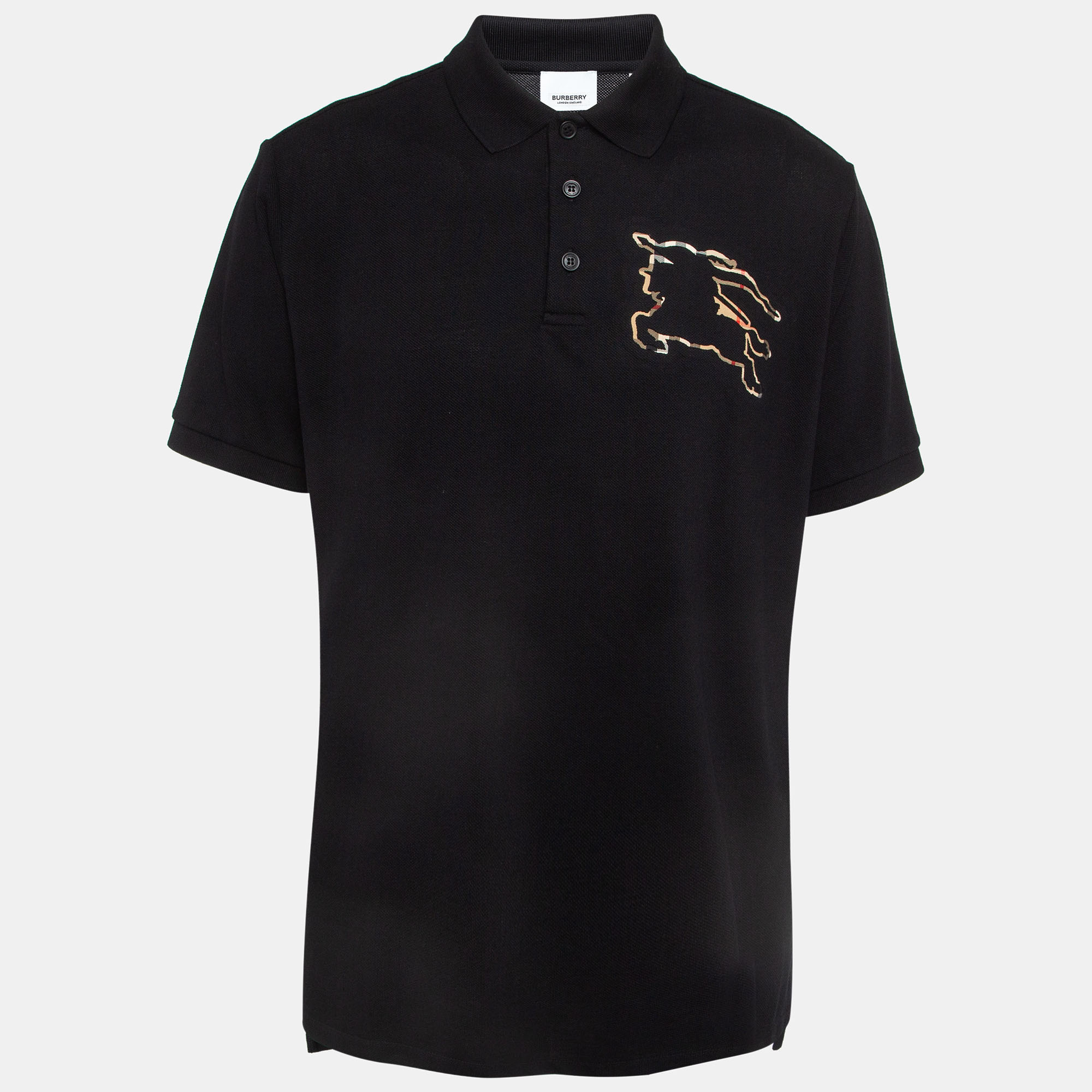 

Burberry Black Winslow Logo Pique Cotton Polo T-Shirt