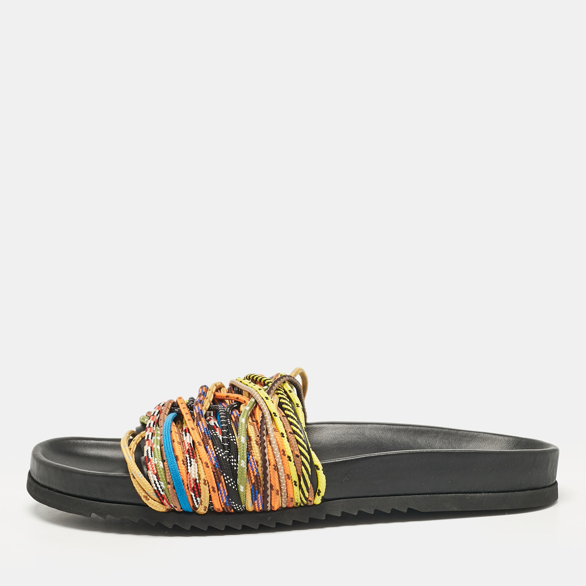 Pre-owned Burberry Multicolor Cord Melroy Slide Sandals Size 44