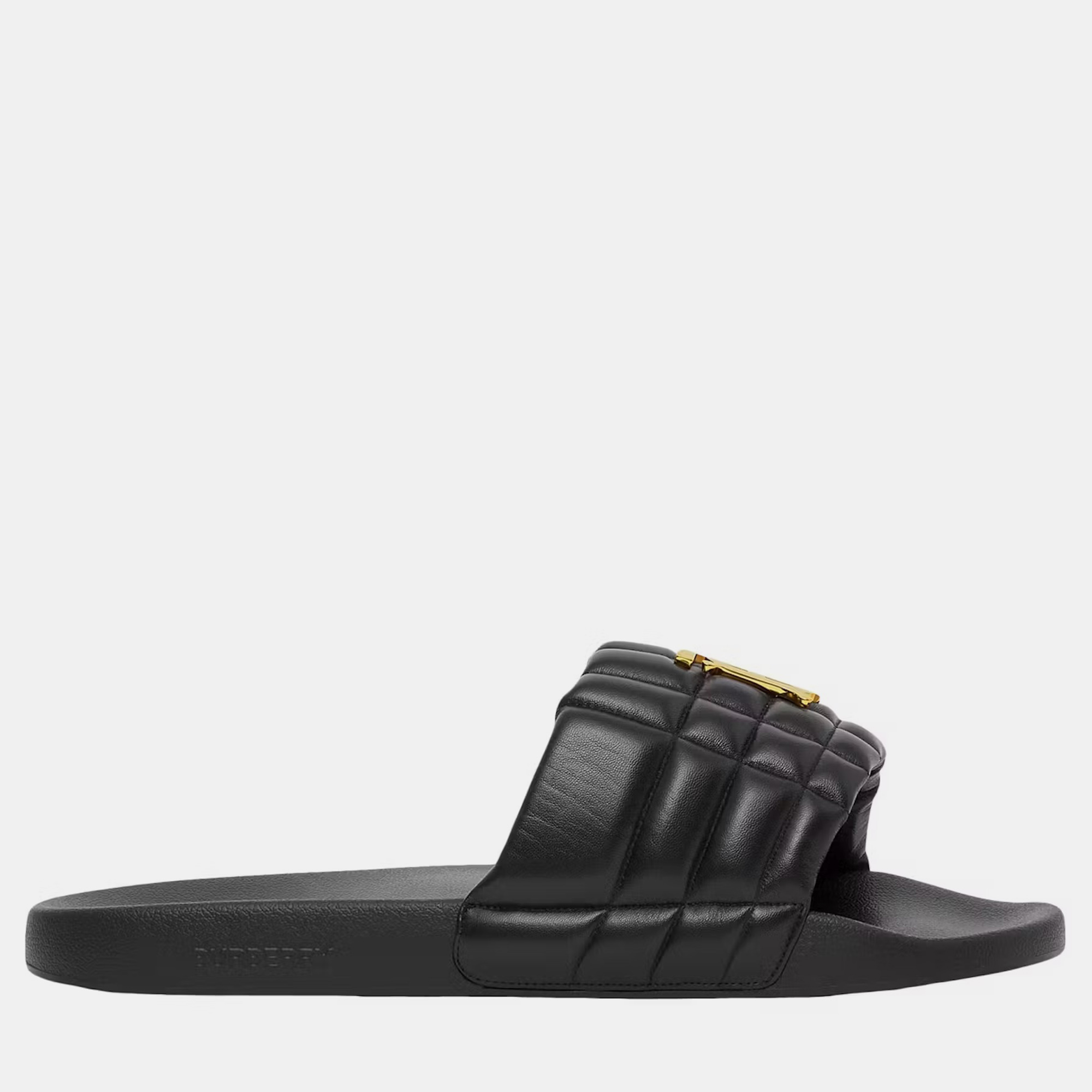 

Burberry Black Monogram Motif Quilted Lambskin Slides EU