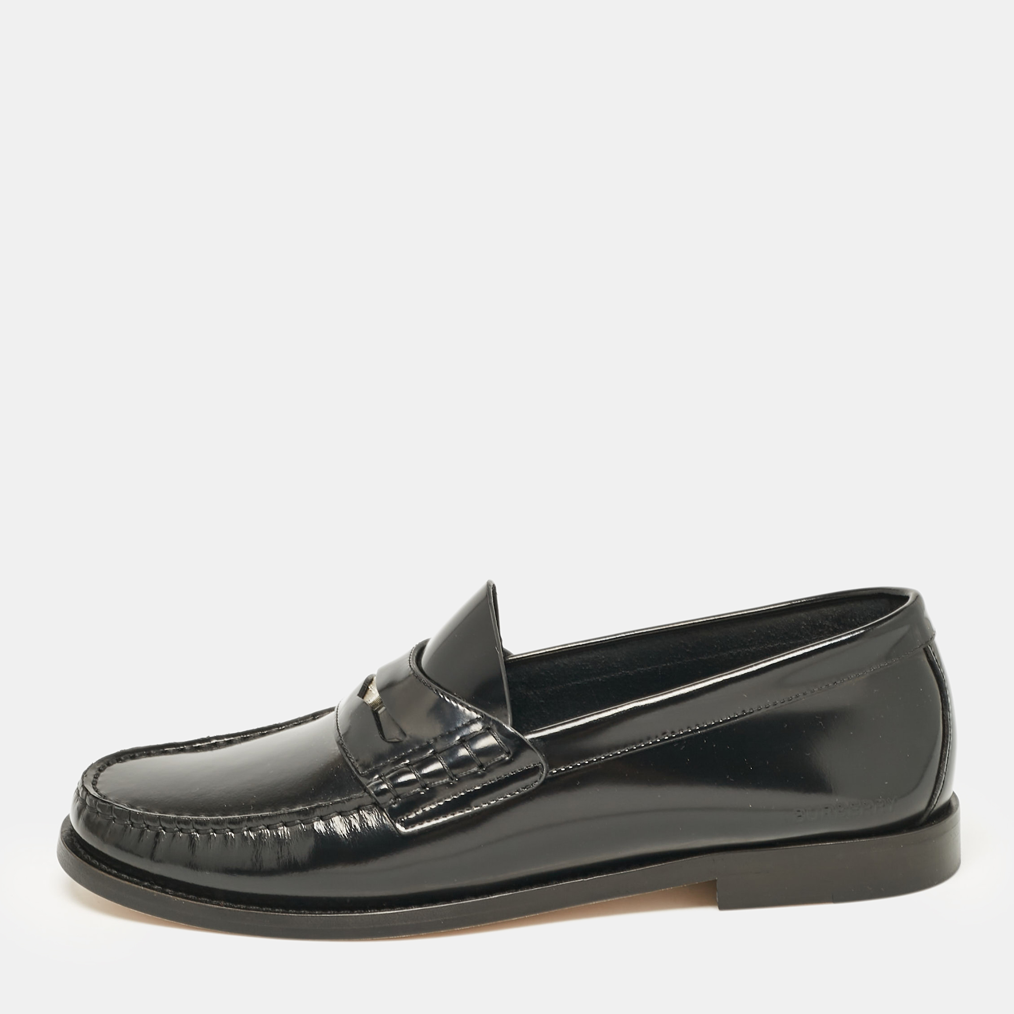 

Burberry Black Brushed Leather Rupert Loafers Size