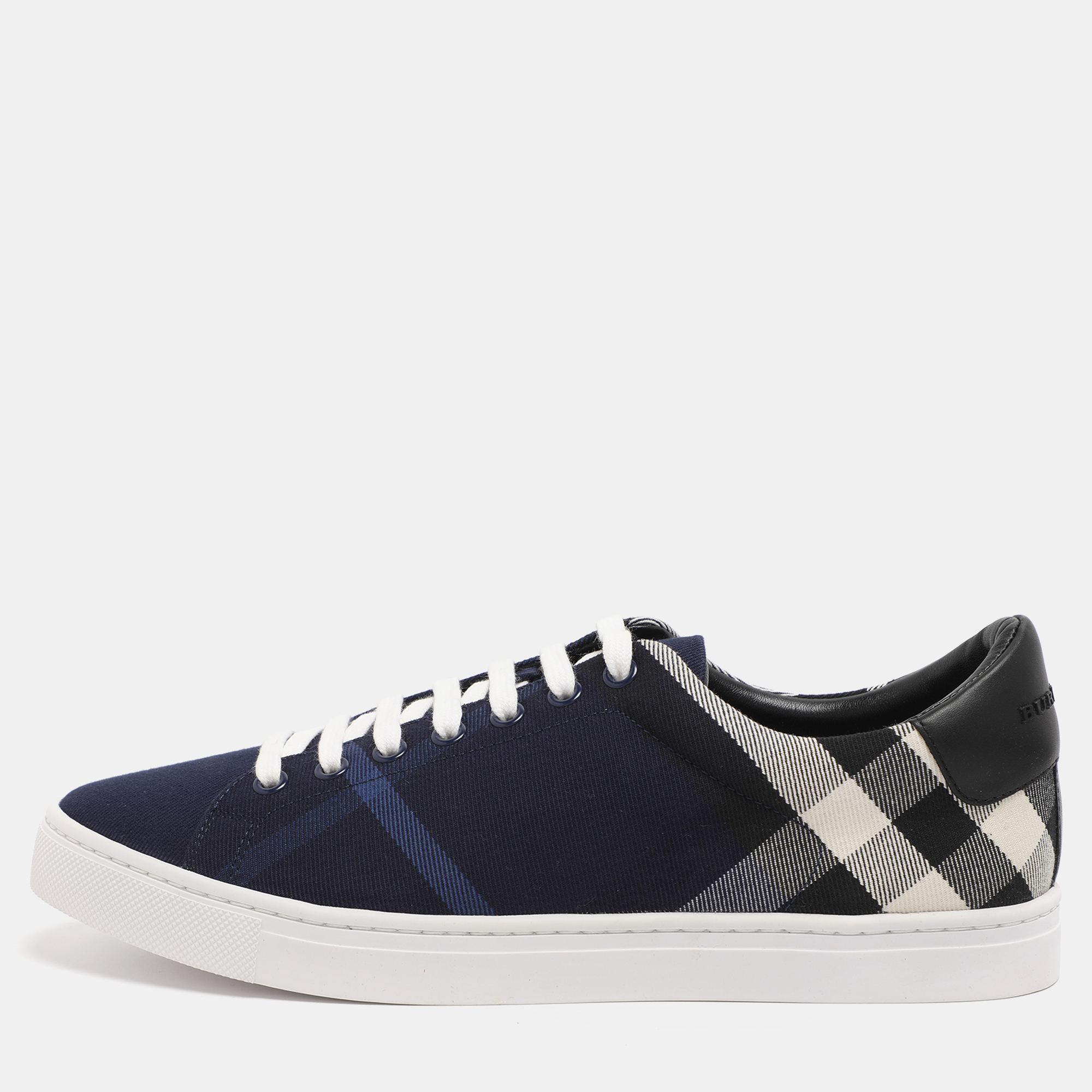 

Burberry Indigo/Black Nova Check Denim and Leather Albert Low Top Sneakers Size 41, Blue