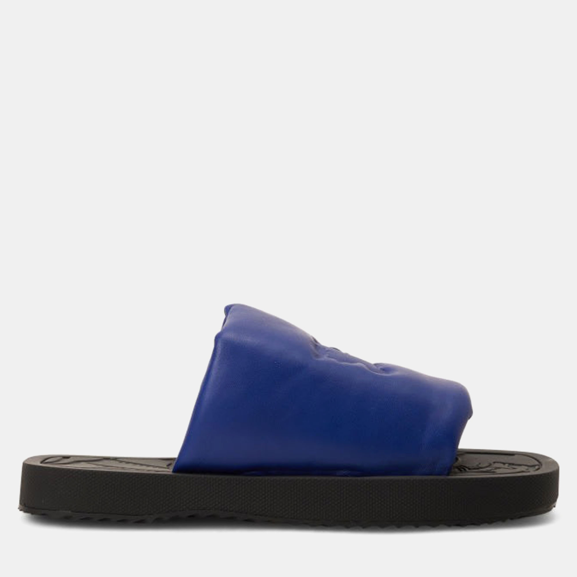 BURBERRY Pre-owned Slab Slides Blue Leather Slider Eu 42